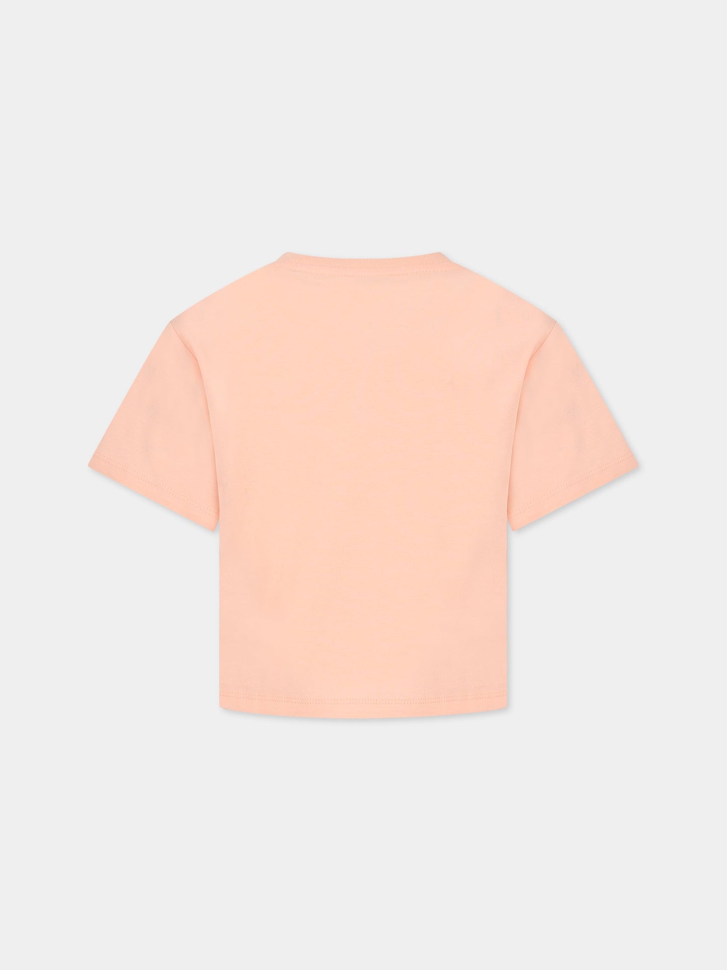 T-shirt rosa per bambina con Kotora e logo,Kenzo Kids,K15656 449