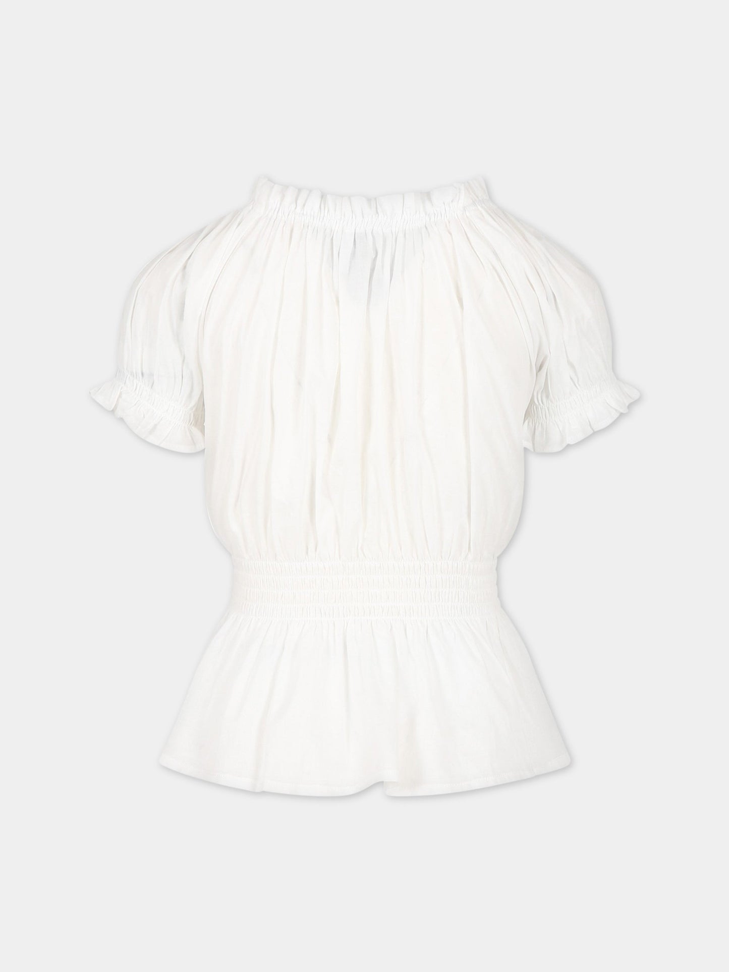 T-shirt bianca per bambina con logo,Ermanno Scervino Junior,SFCA036C CF537 0002