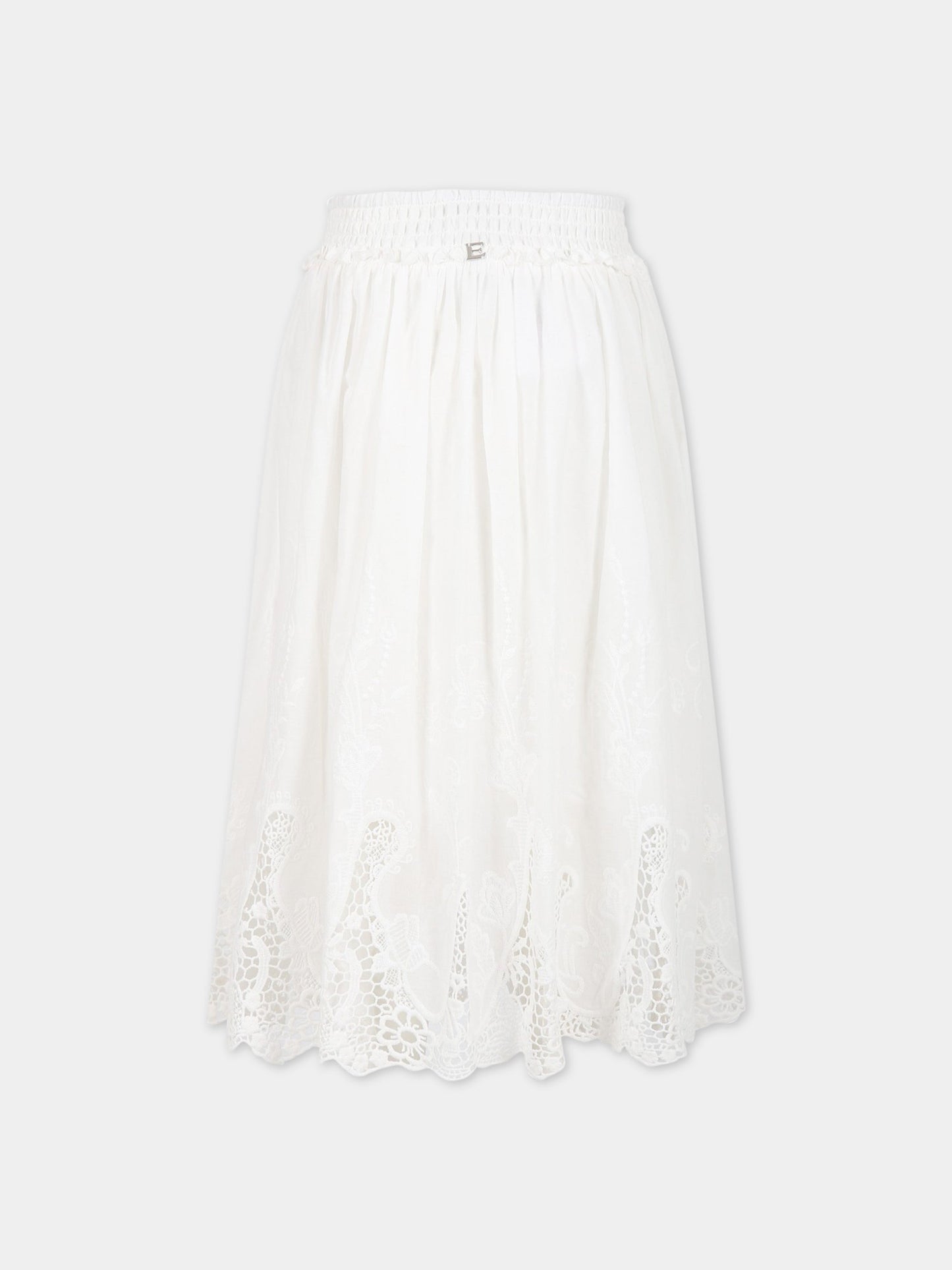 Gonna bianca per bambina con logo,Ermanno Scervino Junior,SFGO040C RI350 0002