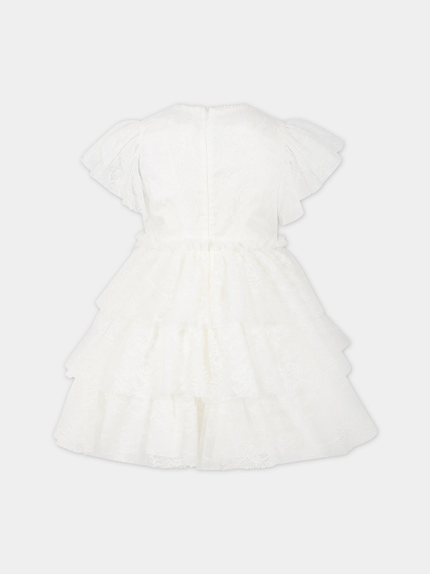 Vestito bianco per bambina con logo,Ermanno Scervino Junior,SFAB113 RI343 0000