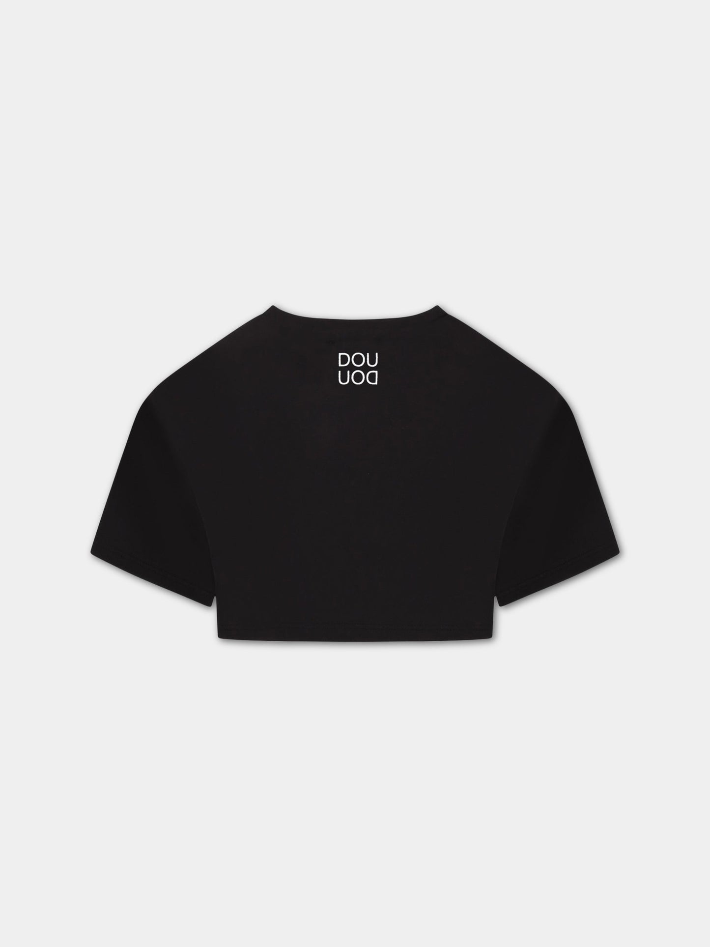 T-shirt nera per bambina con logo,Douuod Kids,DS8A41 Z0761 930