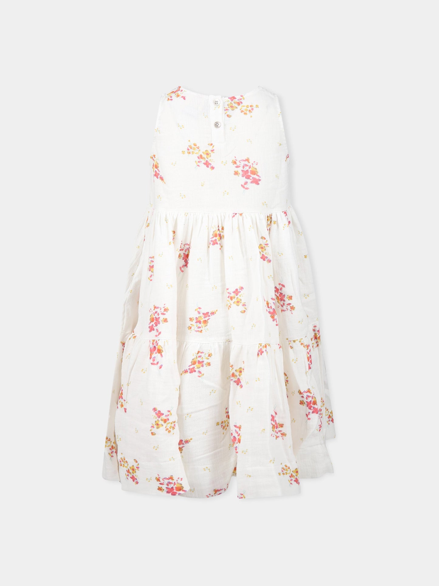 Vestito bianco per bambina con stampa,Caffe' D'orzo,ZS1A72 K0128 101RS