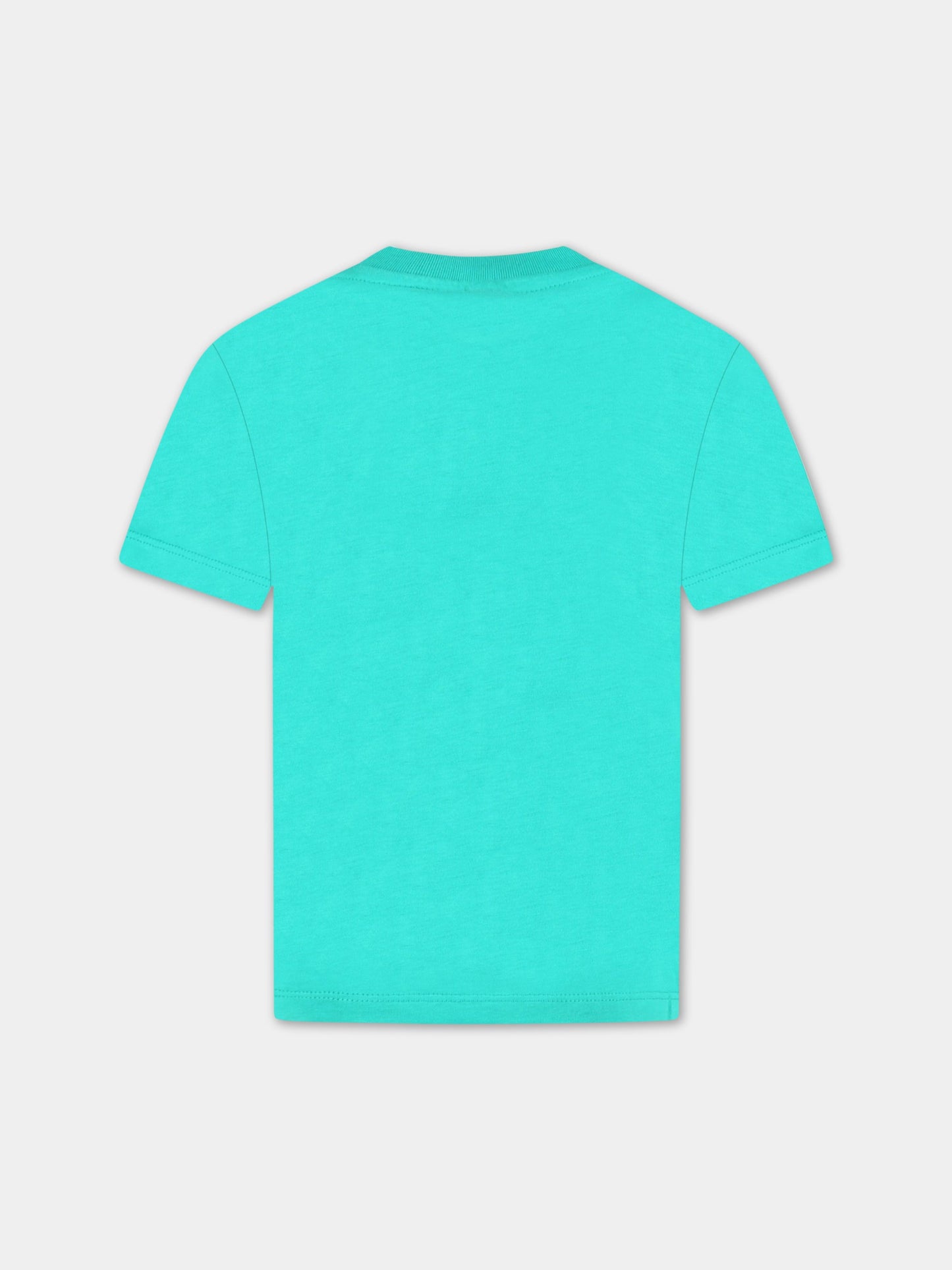 T-shirt verde per bambina con fiore e logo,Stella Mccartney Kids,TS8B01 Z0434 716