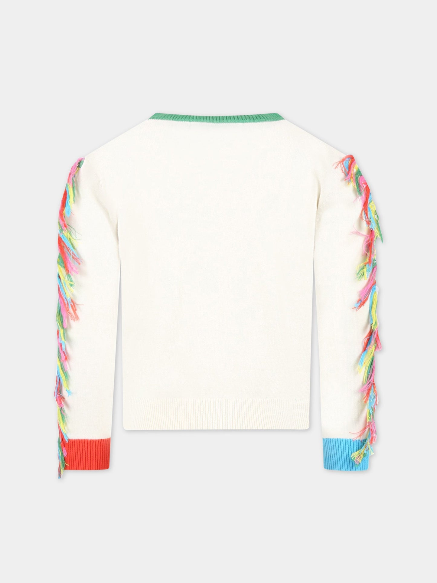 Cardigan avorio per bambina con pappagalli,Stella Mccartney Kids,TS9B30 Z1144 101