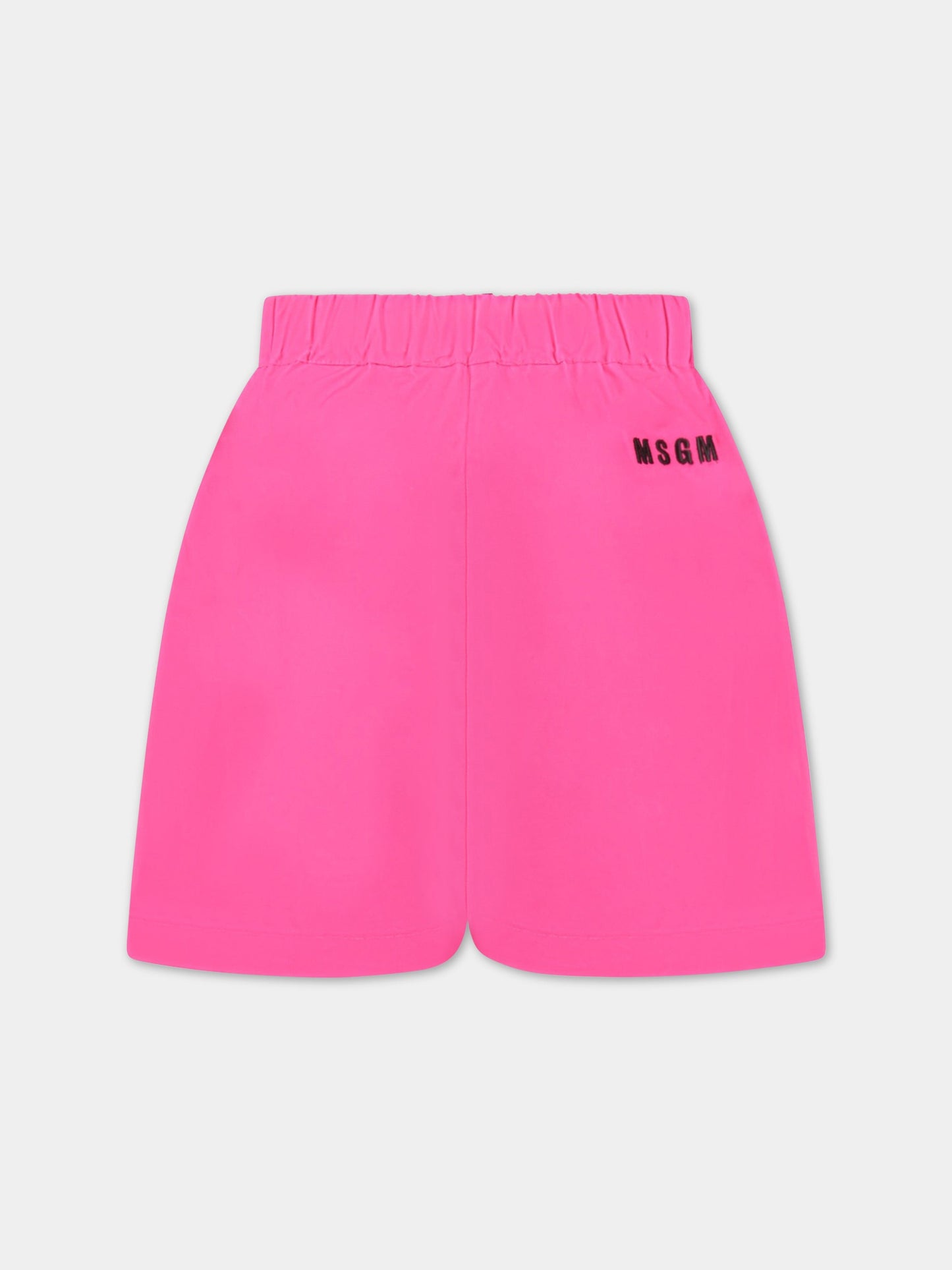 Shorts fucsia per bambina con logo nero,Msgm Kids,MS029457 044
