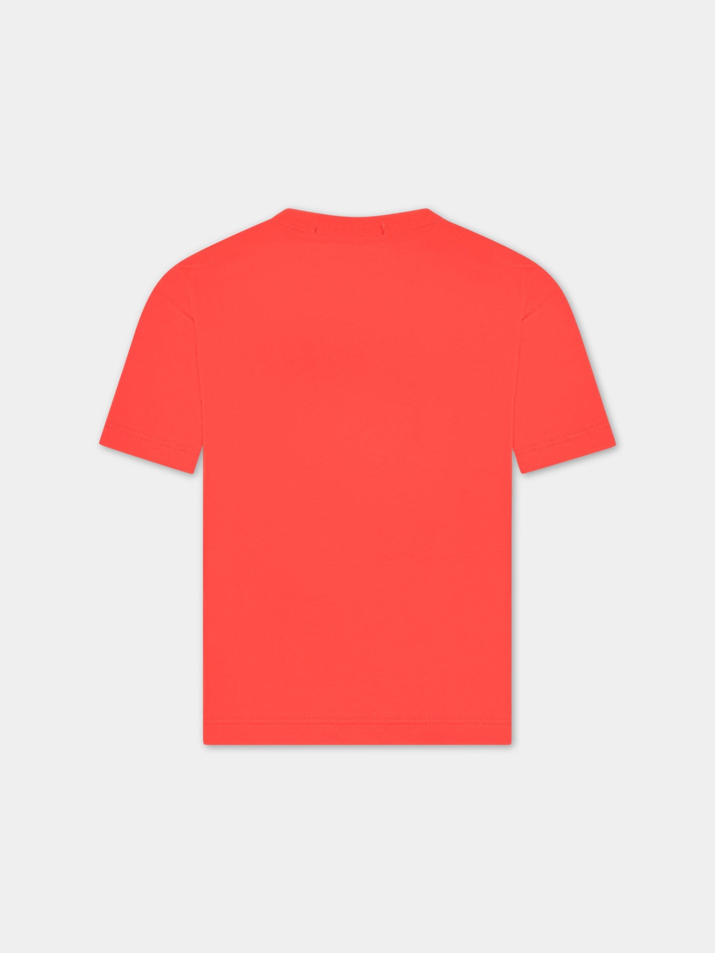 T-shirt rossa per bambino con logo bianco,Msgm Kids,MS029318 040