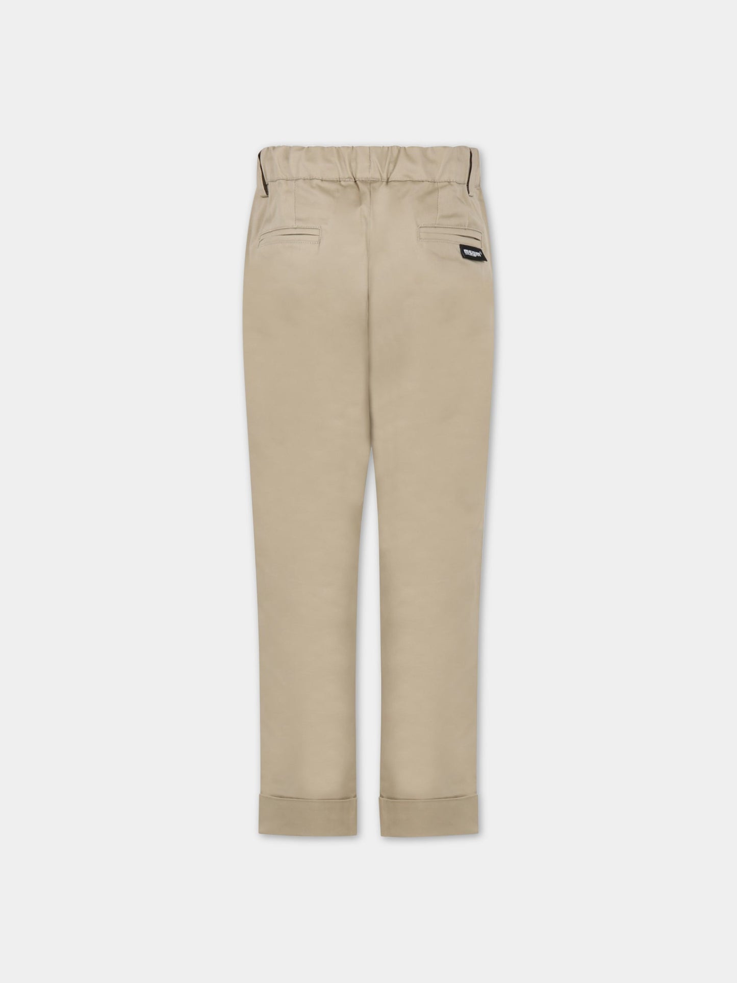 Pantaloni beige per bambino con patch logato,Msgm Kids,MS029540 015