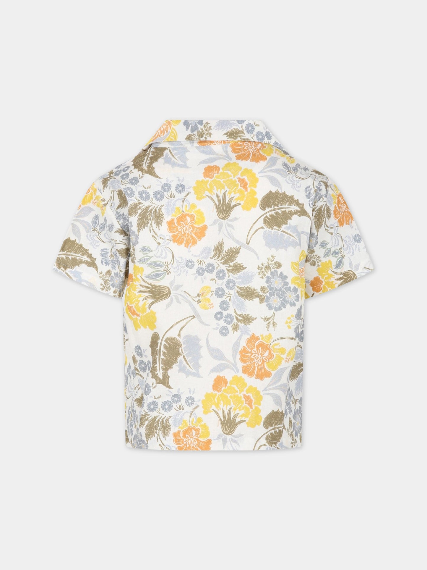 Camicia bianca per bambino con fiori all-over,The New Society,S23 K WV04 GIANNI