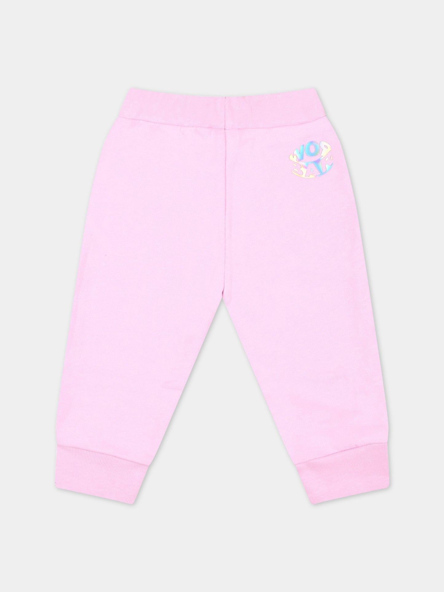 Pantaloni rosa da tuta per neonata con logo,Barrow,033265 042
