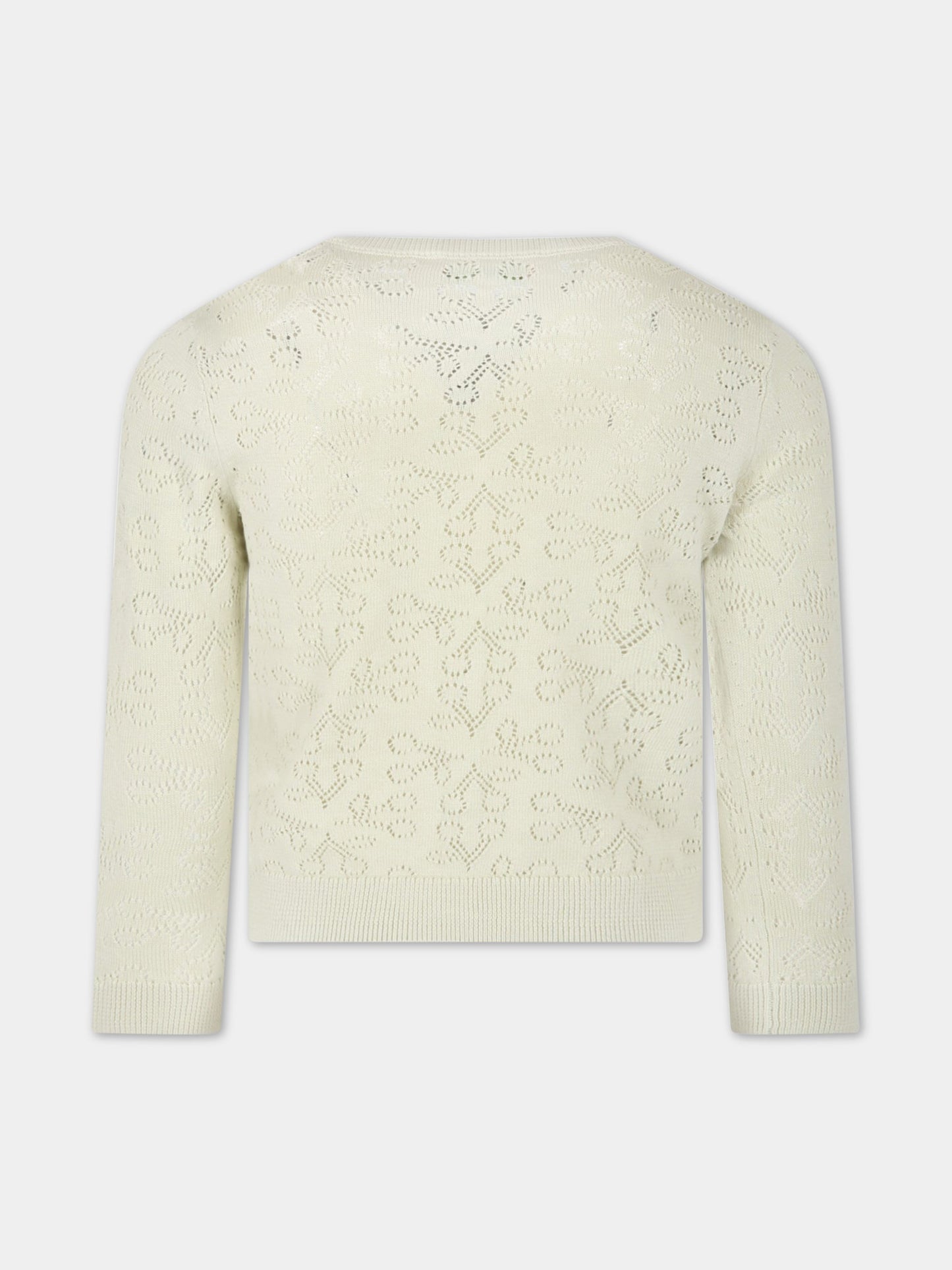 Cardigan verde per bambina con iconiche ciliegie all-over,Bonpoint,S03GCAK00107 045D