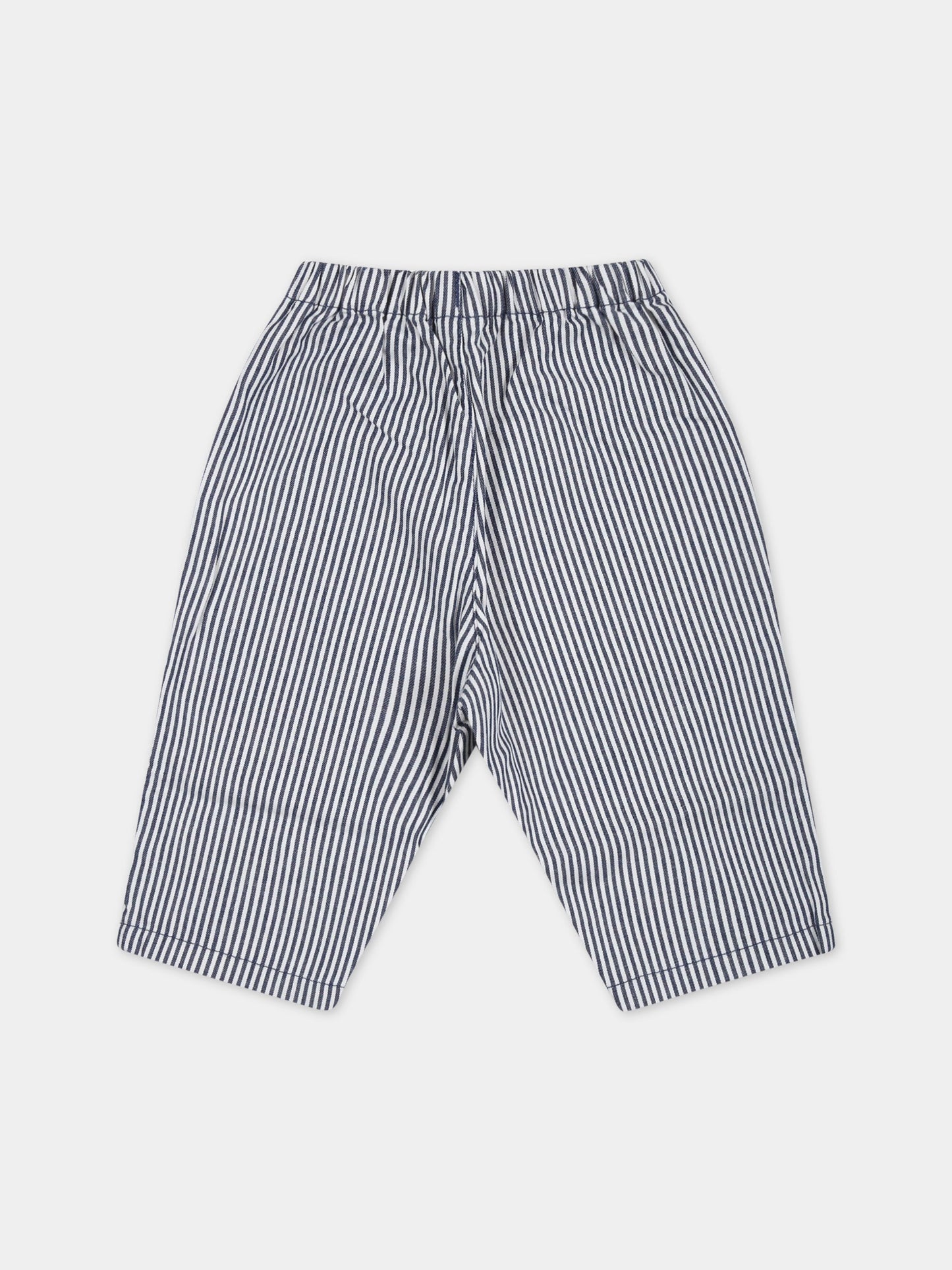 Pantaloni casual a righe blu e bianco per neonato,Petit Bateau,A077Y MEDIEVAL/MARSHMALLOW
