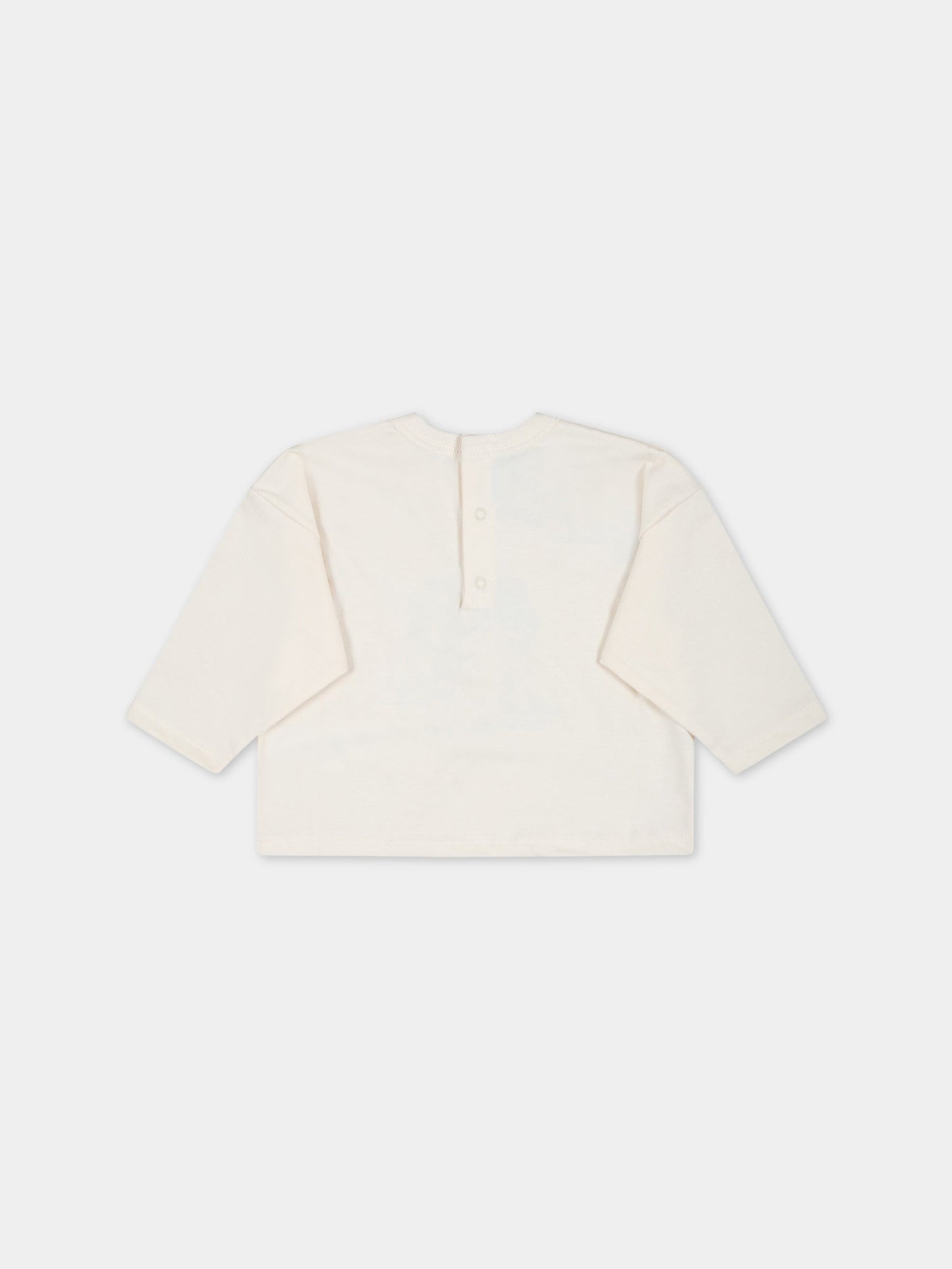 T-shirt avorio per neonato con barca blu,Petit Bateau,A07PX AVALANCHE