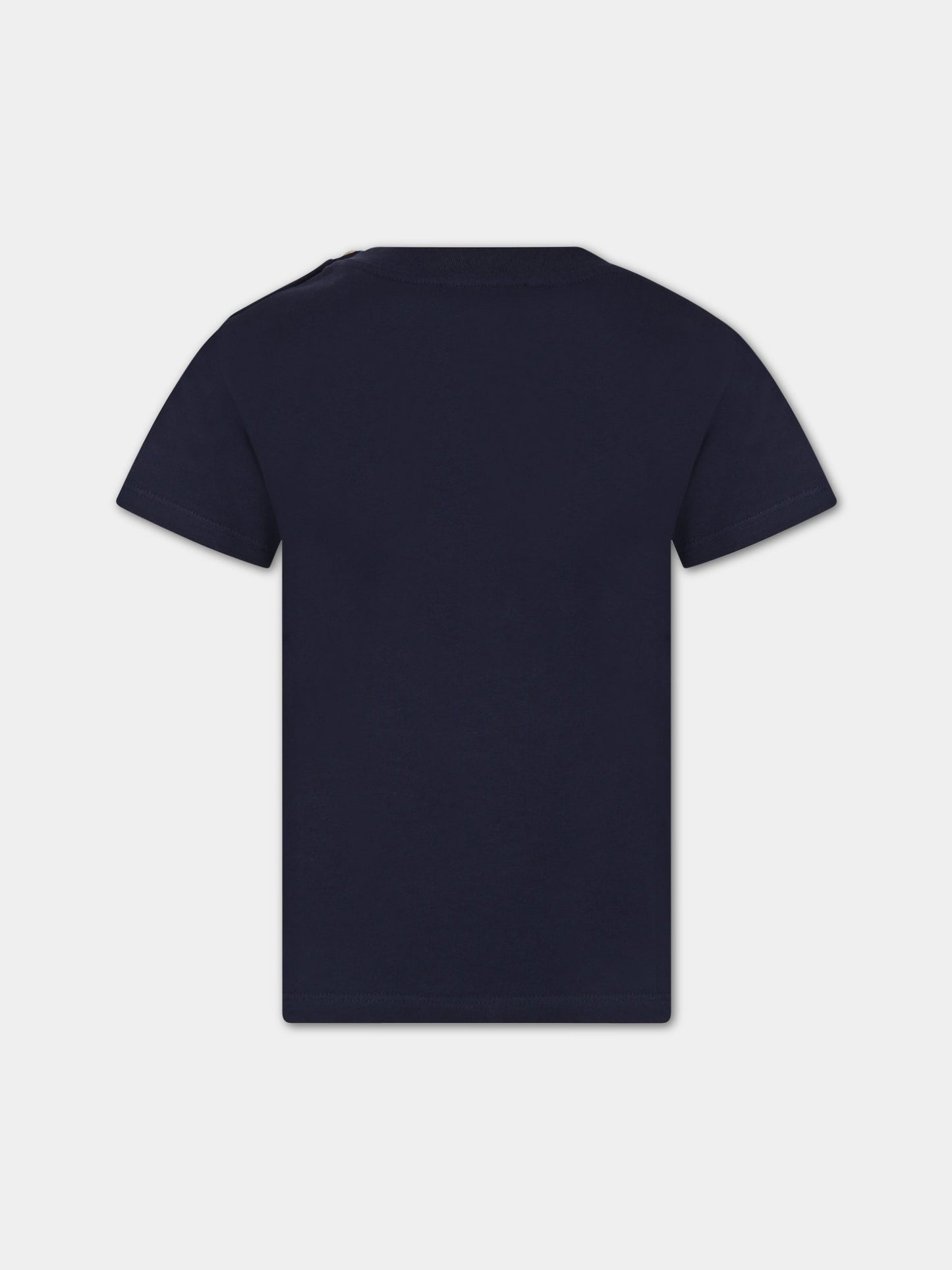 T-shirt blu per bambino con logo,Balmain Kids,BS8Q41 Z0057 649