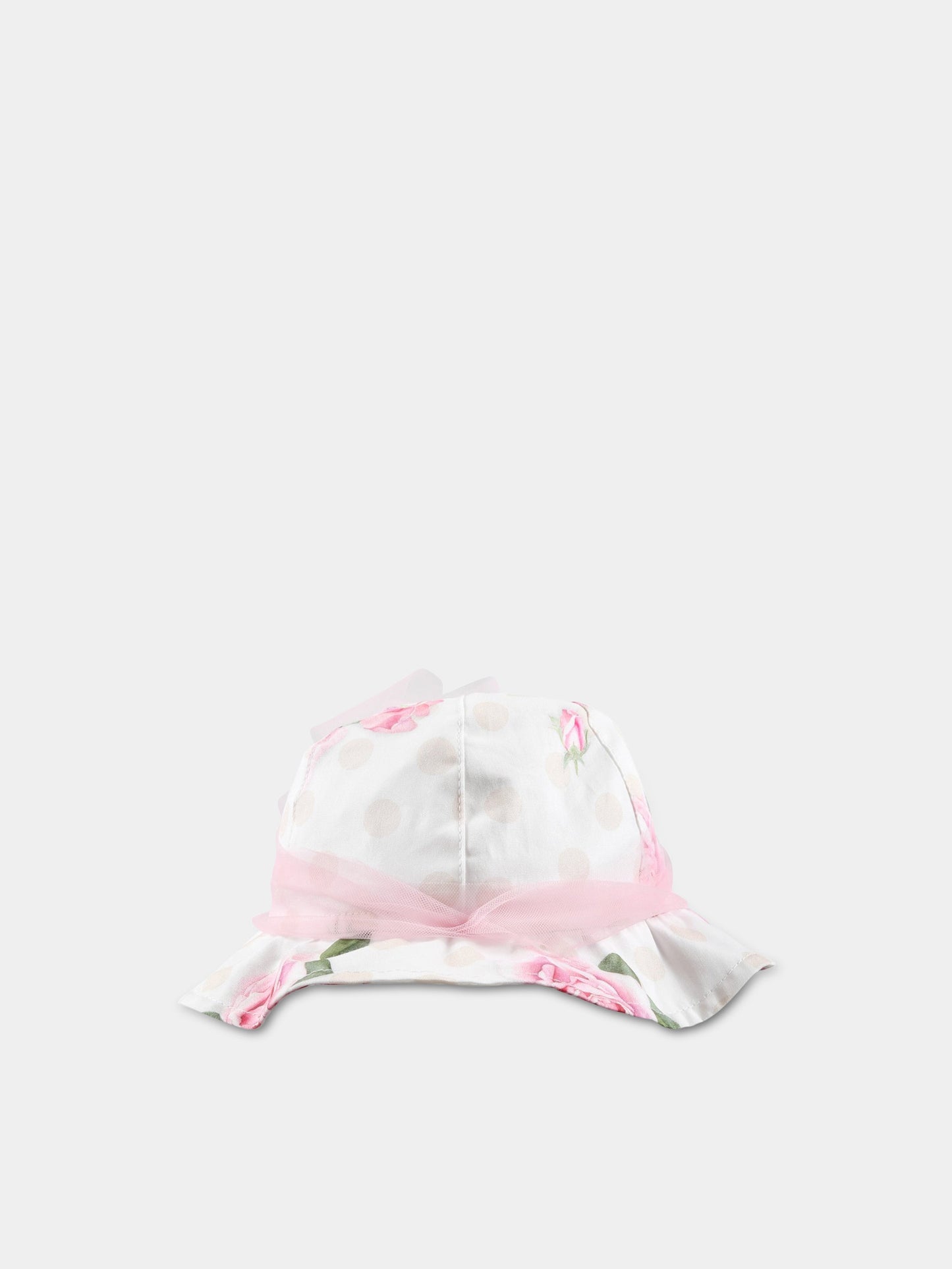 Cappello bianco per neonata con rose,Monnalisa,39A003 1626 9990