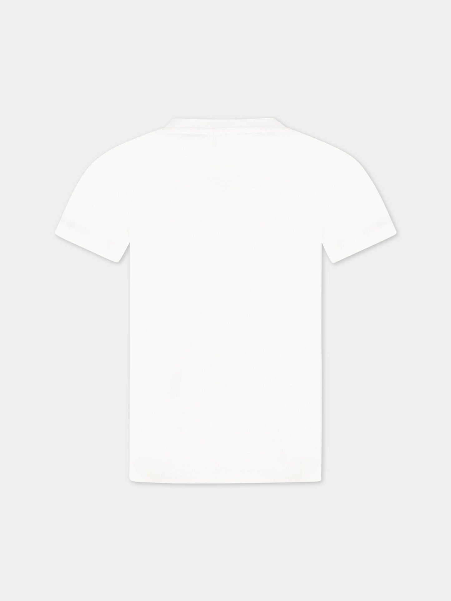 T-shirt bianca per bambina con loghi e Spille Safety,Versace,1009092 1A06482 2W070