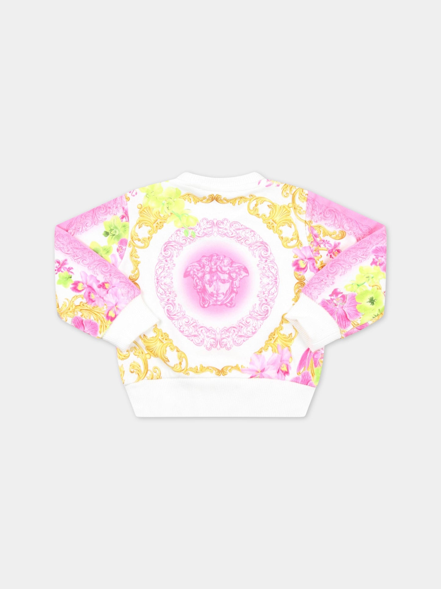 Felpa bianca per neonata con Medusa,Versace,1001650 1A06478 5W020