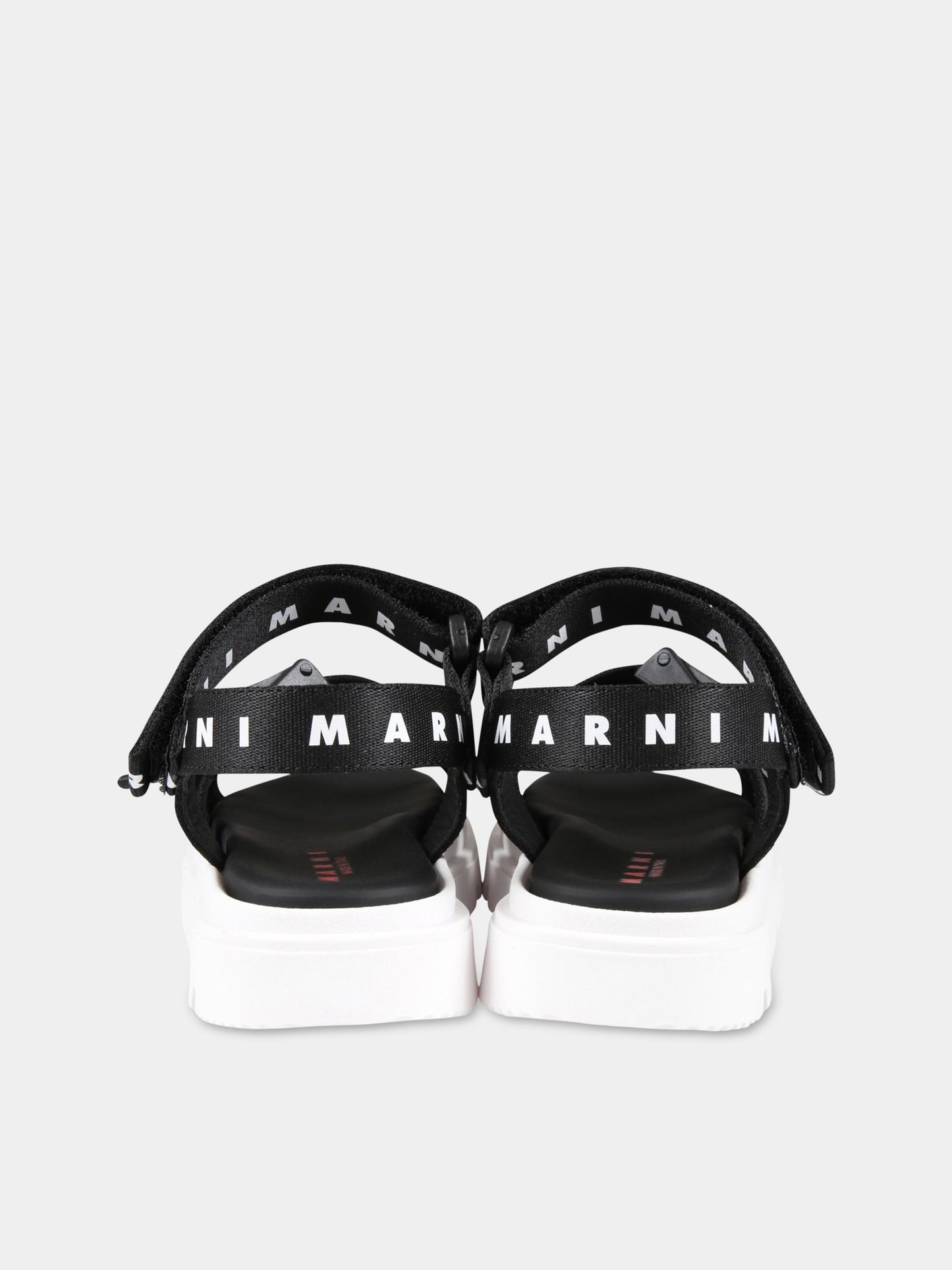 Sandali neri per bambina con logo bianco,Marni Kids,73460 1