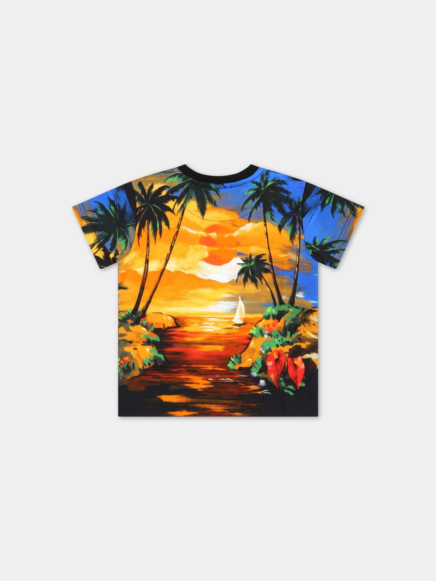 T-shirt multicolor per neonato con tramonto,Dolce & Gabbana Kids,L1JTEY G7H0U HH4JK