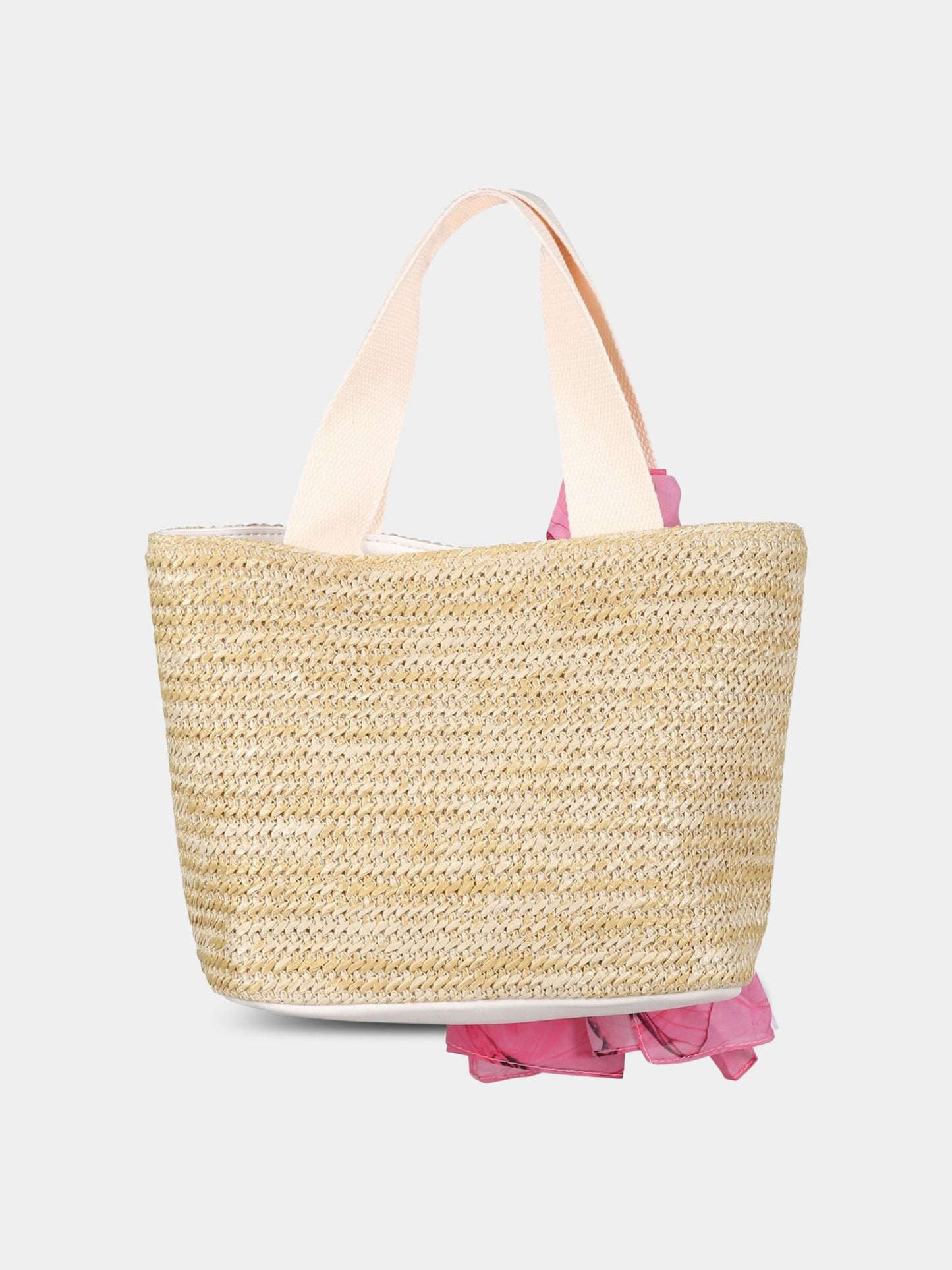 Borsa beige per bambina con logo fucsia,Blumarine Baby,IA3080T0300 C3269