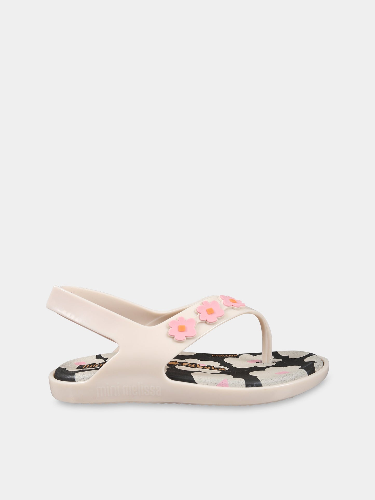 Infradito rosa per bambina con fiori e logo,Mini Melissa,33770 AJ933 06411