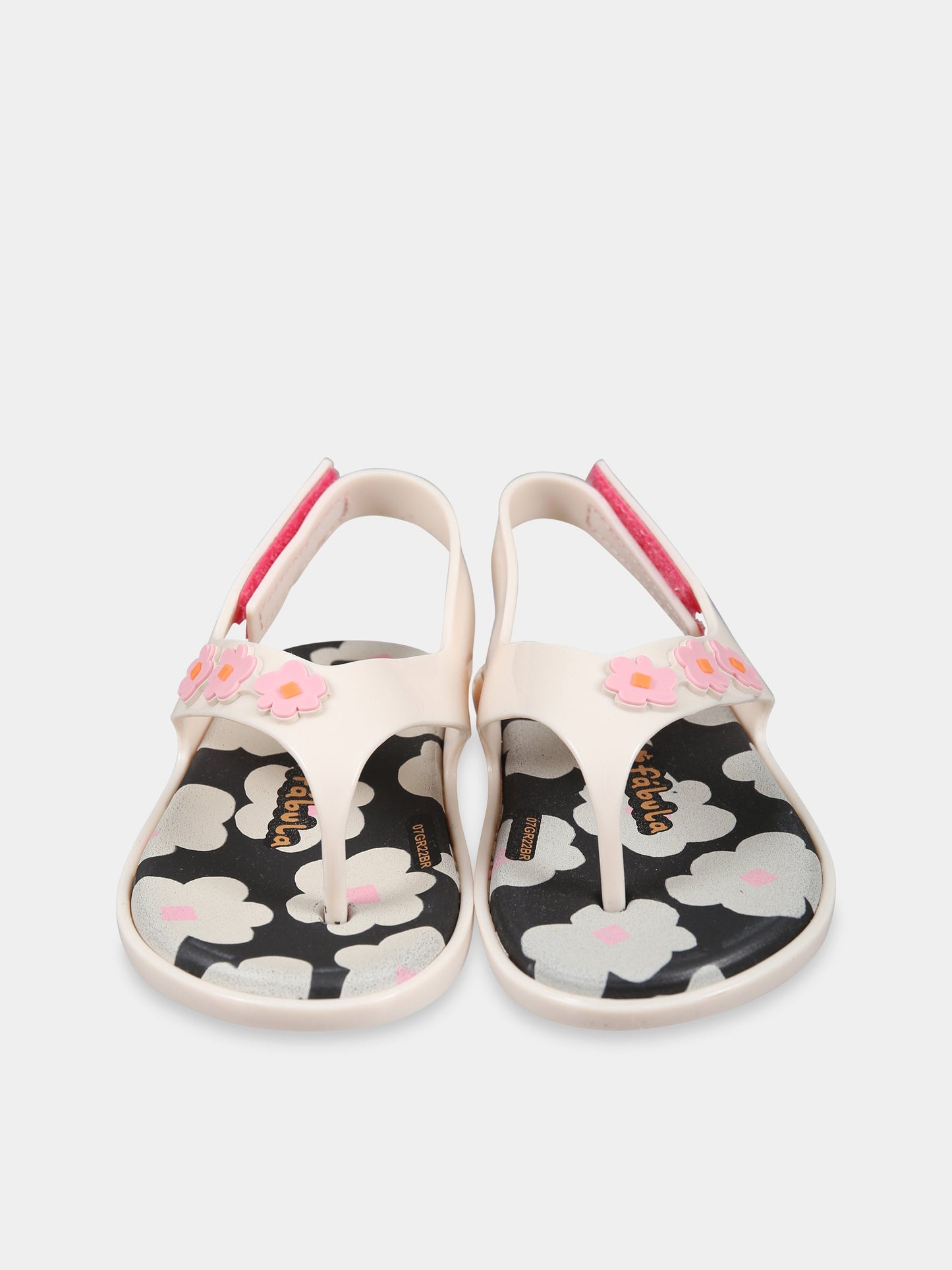 Infradito rosa per bambina con fiori e logo,Mini Melissa,33770 AJ933 06411