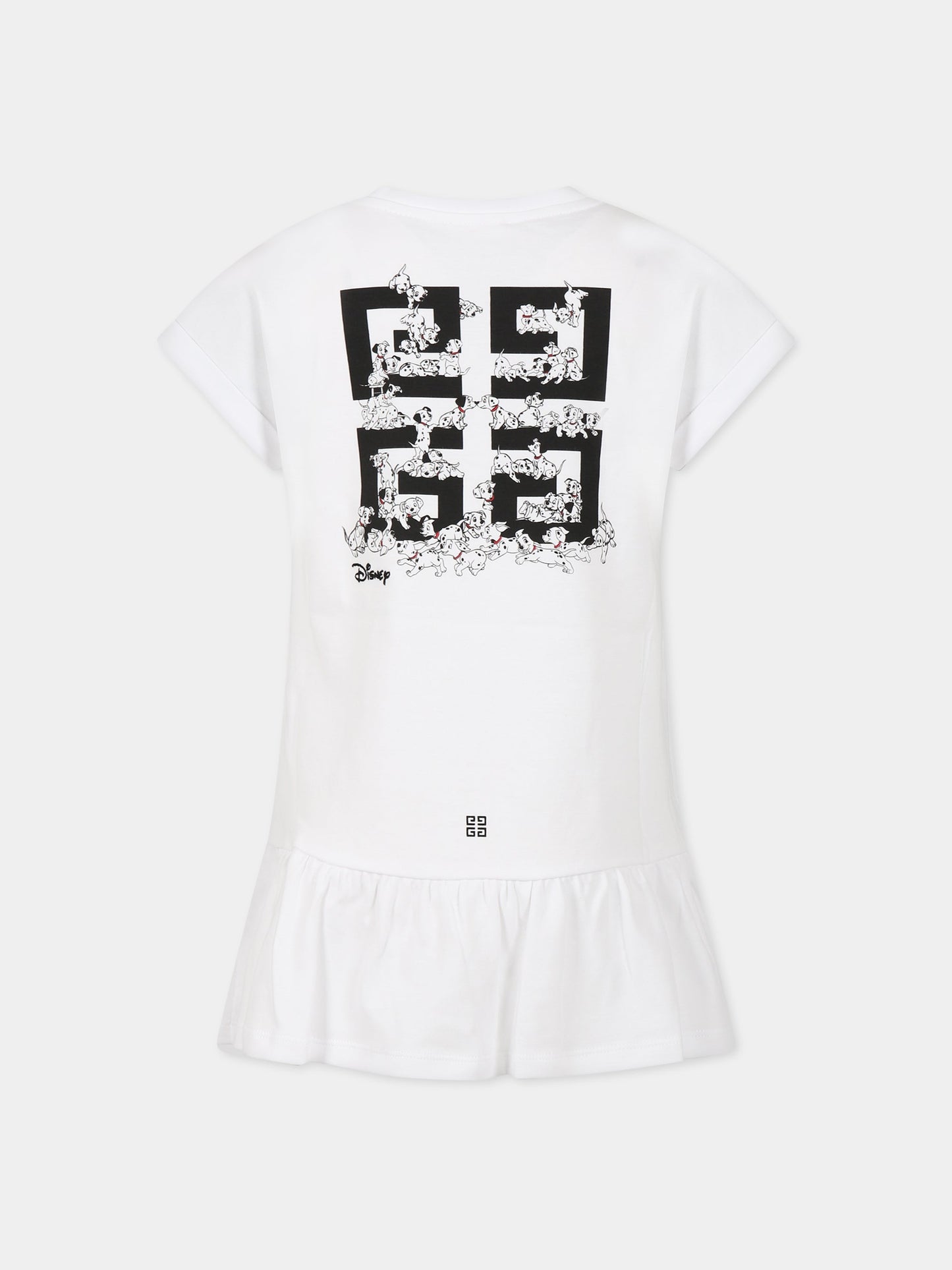 Vestito bianco per bambina con stampa la carica dei 101 e logo,Givenchy Kids,H12300 10P