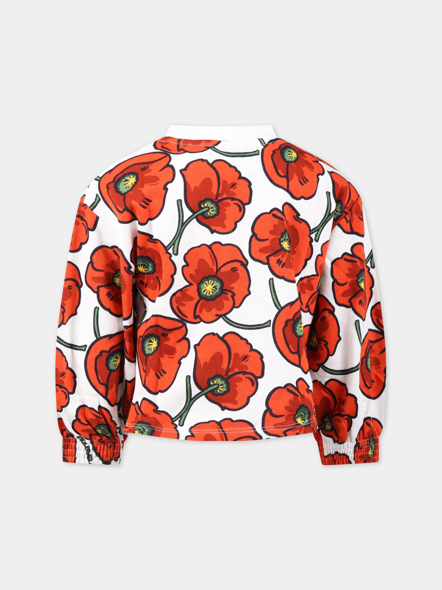 Felpa multicolor per bambina con iconico papavero rosso e logo,Kenzo Kids,K15670 189