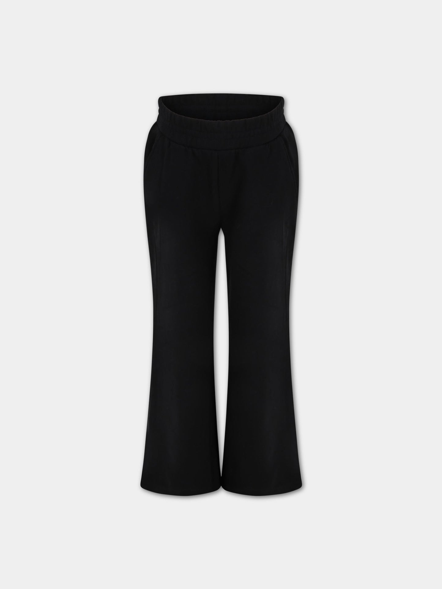 Pantaloni neri da tuta per bambina con patch logato,Dondup Kids,DFPA86 YD010 N000