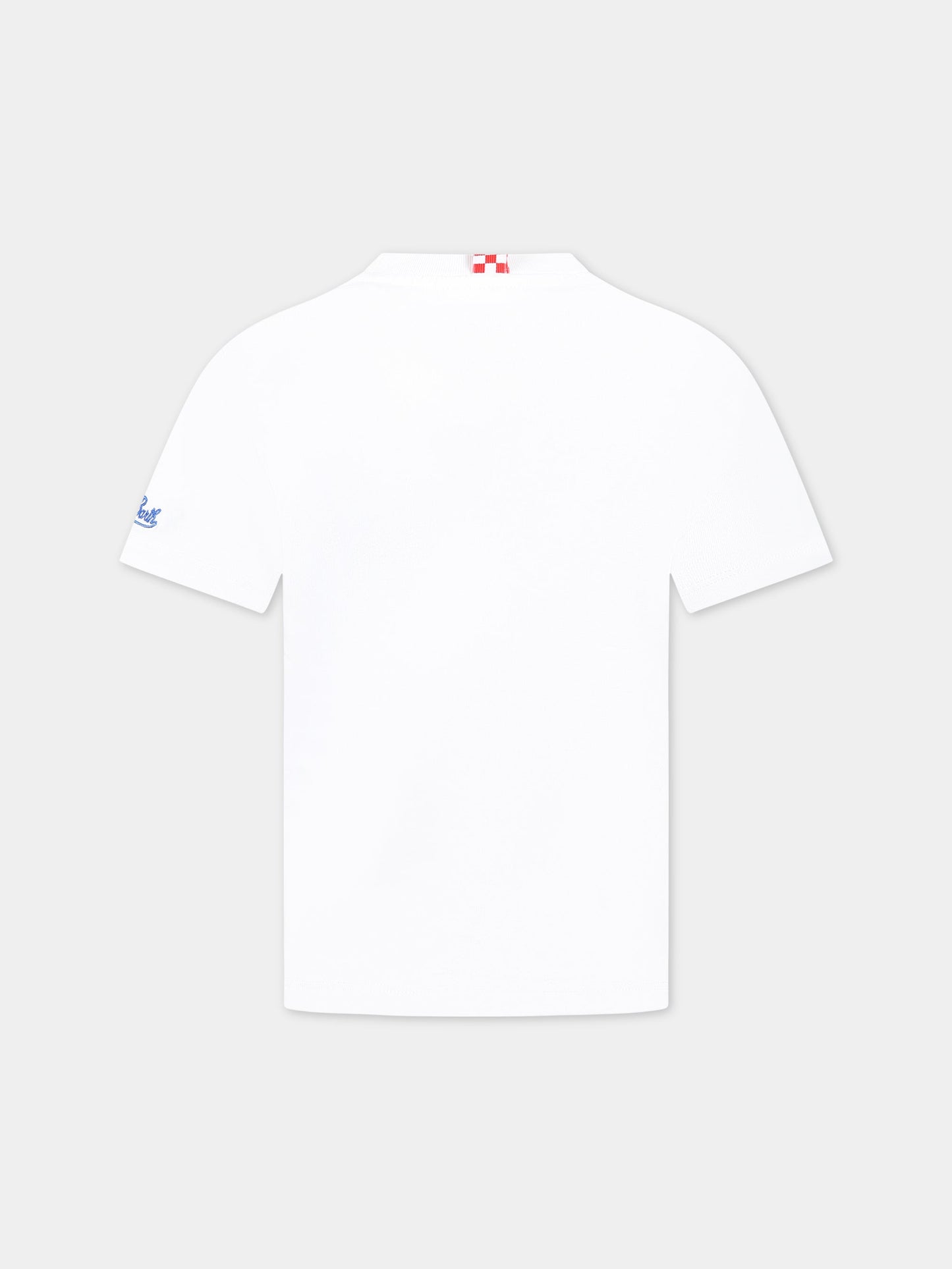 T-shirt bianca per bambini con stampa Estathé, scritta Ho voglia di Estate e logo,Mc2 Saint Barth,EDDY PEACH ESTATHE 01N EMB