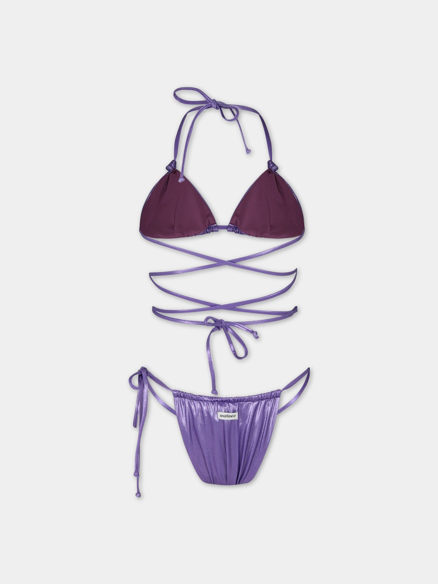 Bikini viola da donna con patch logato,Matineè,CB4039 DAISY LAMINA SPACE LILLA