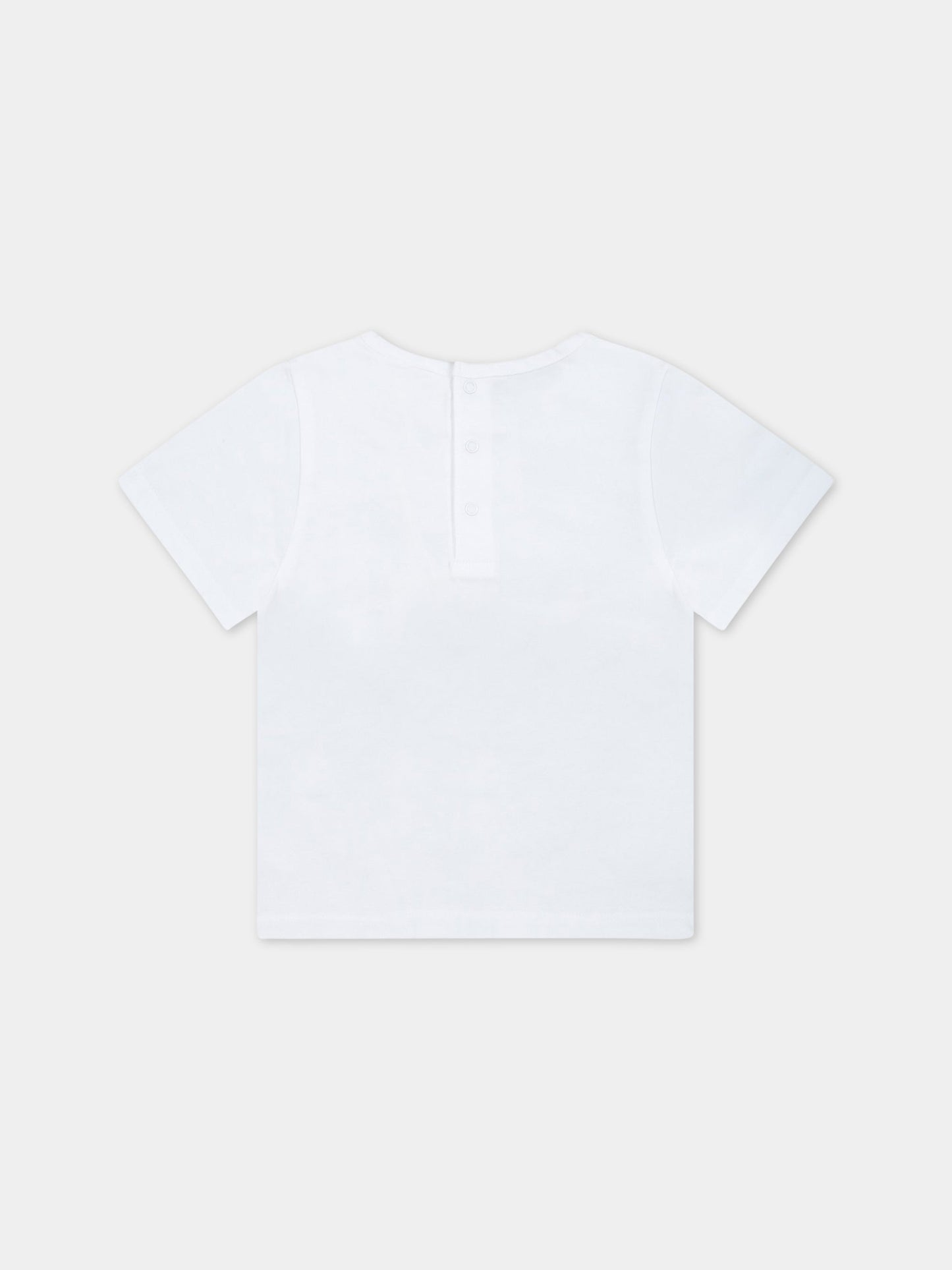 T-shirt bianca per neonato con stampa marina,Carrement Beau,Y05249 10P