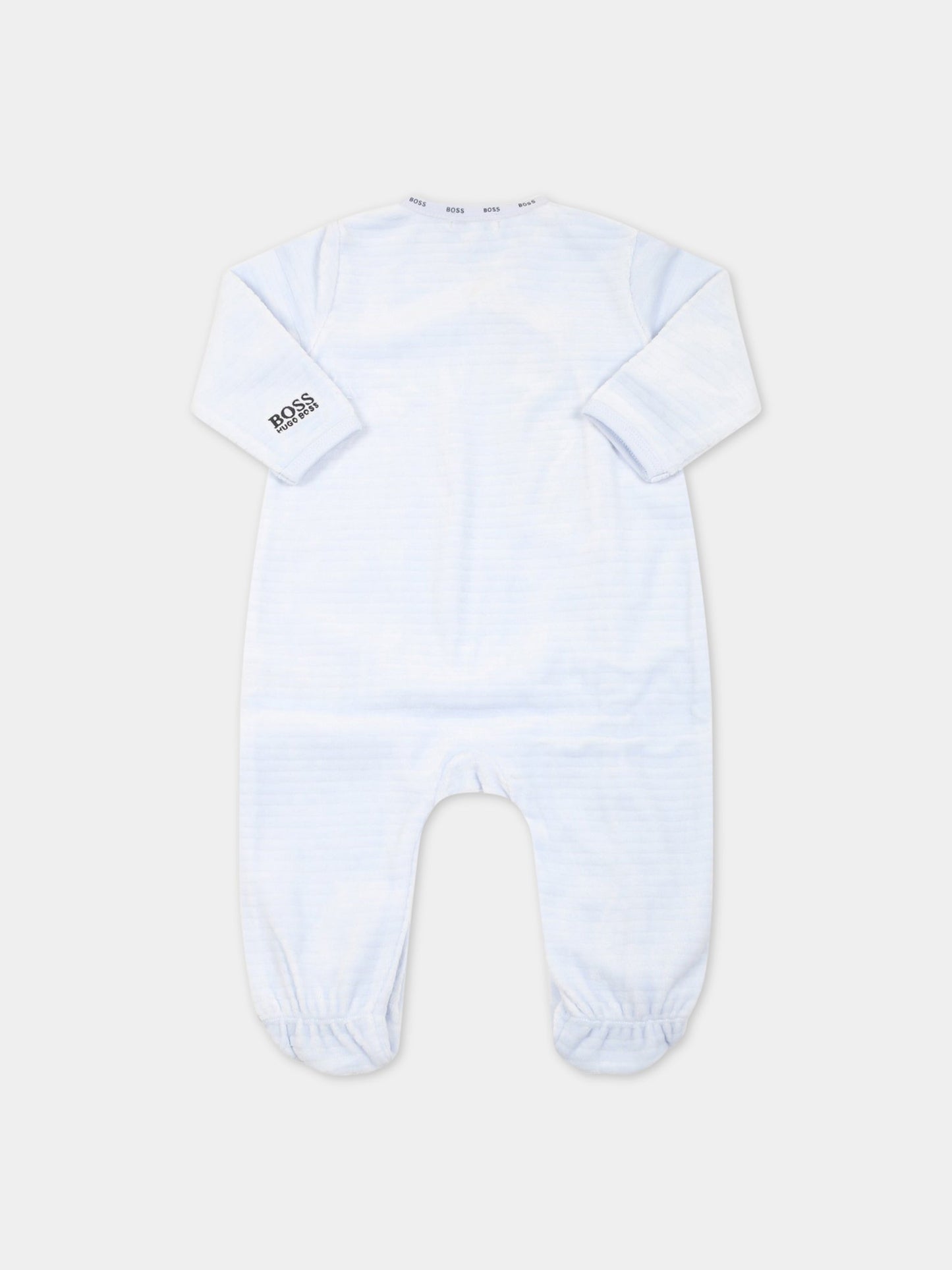 Tutina celeste per neonato con logo blu,Hugo Boss,J97180 771