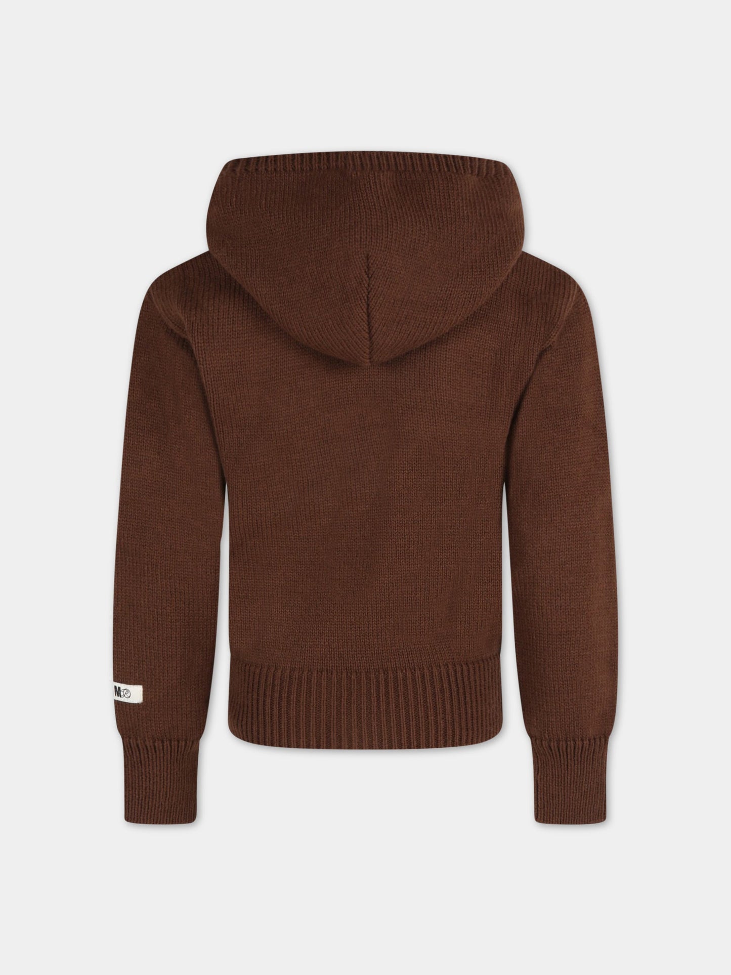 Maglione marrone per bambini con logo bianco ricamato,Msgm Kids,MS029297 090