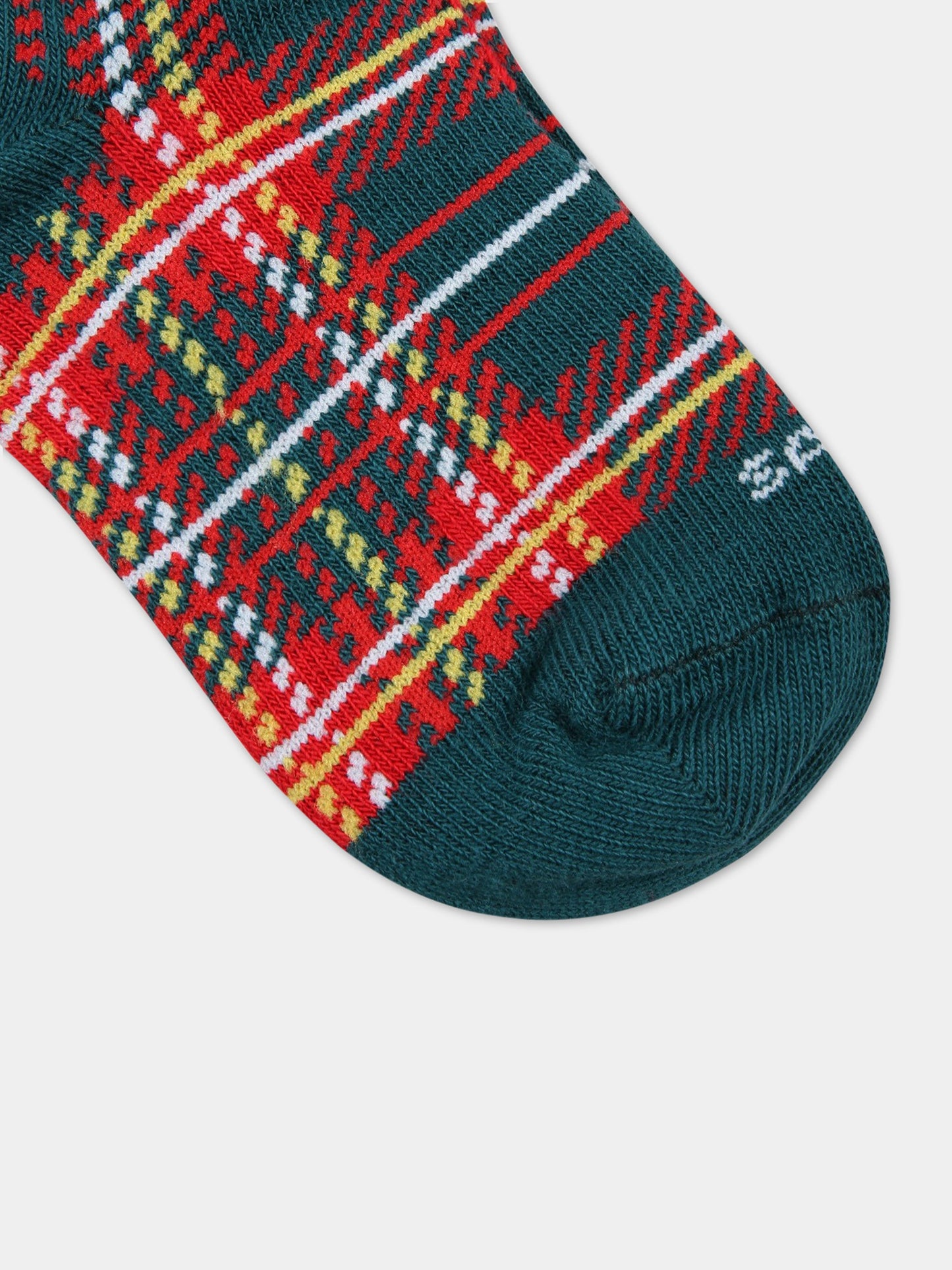 Calze verdi per bambini con check rosso,Mc2 Saint Barth,SOX0002 00067C