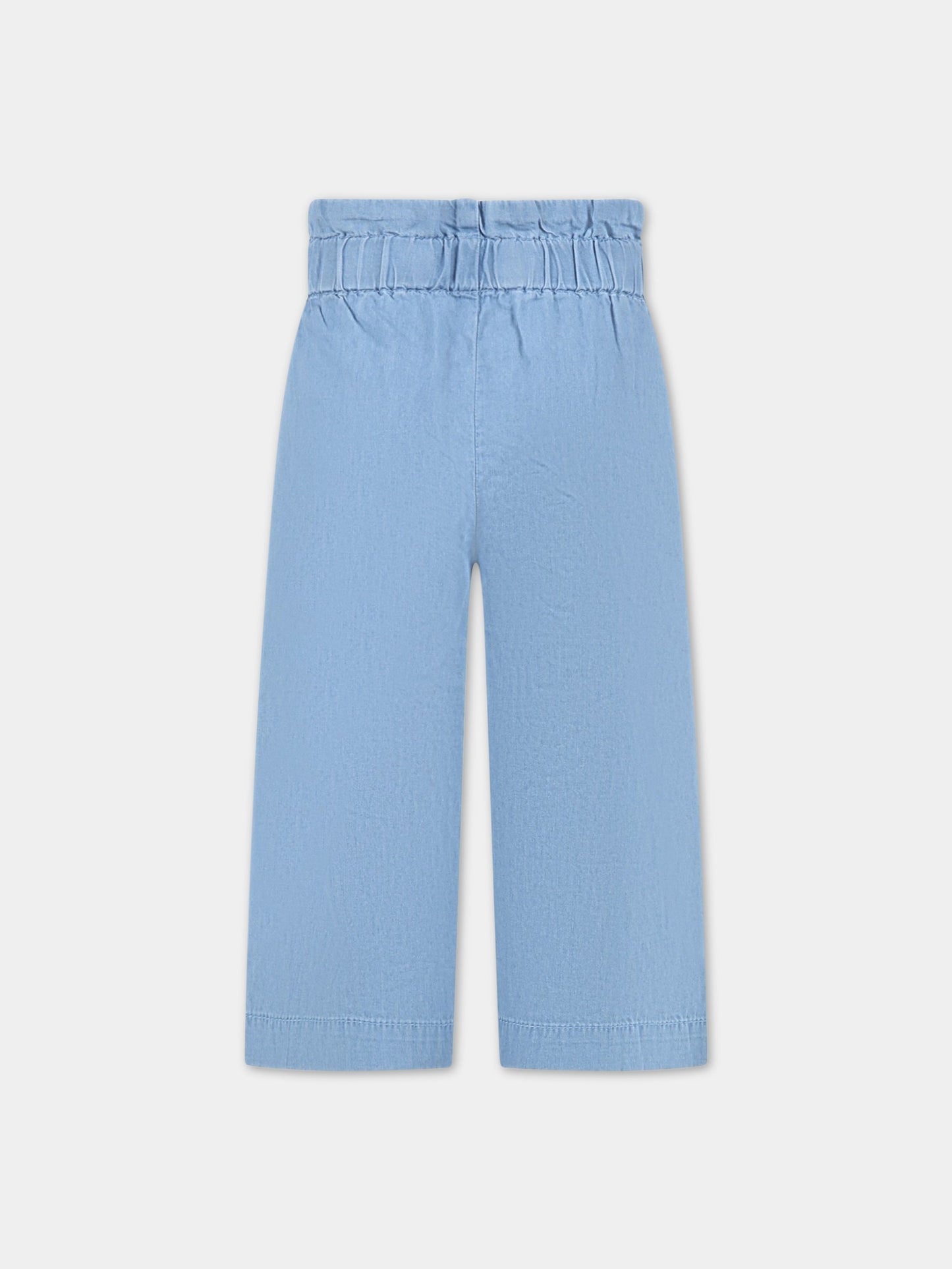 Pantalone celeste per bambina con fiocco logato,Billieblush,U14483 Z10