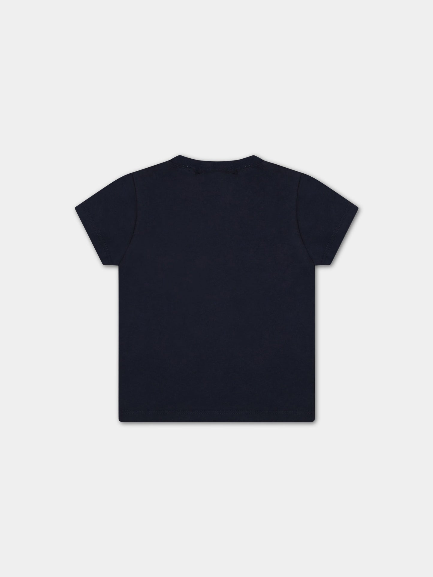 T-shirt blu per neonato con verdure e logo,Paul Smith Junior,P05246 83D