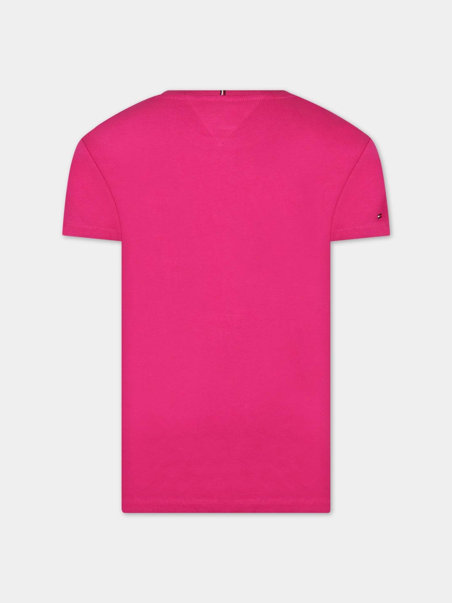 T-shirt fucsia per bambina con logo,Tommy Hilfiger Junior,KG0KG06939T TZO