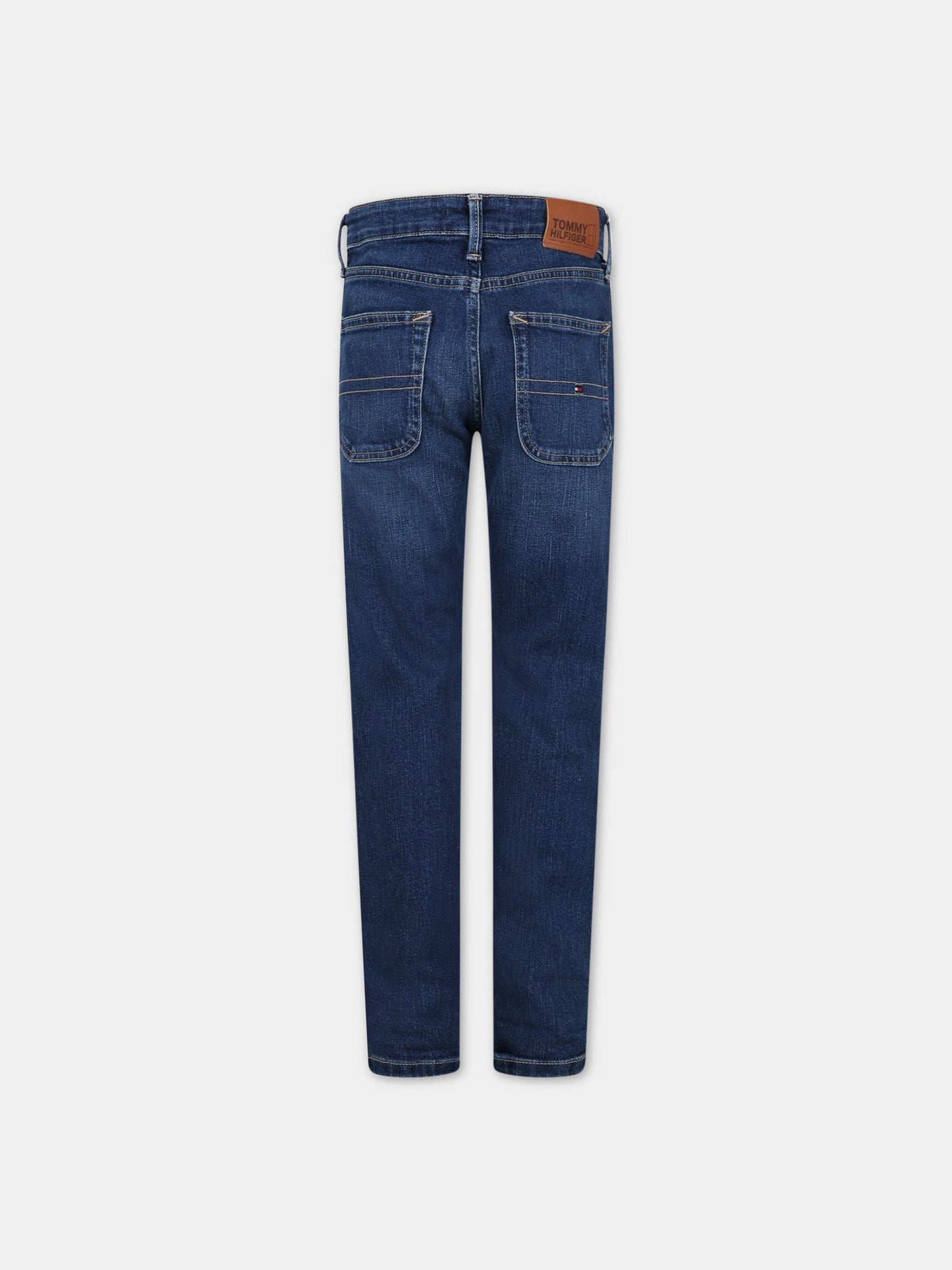 Jeans blu per bambino con patch logo,Tommy Hilfiger Junior,KB0KB07763T 1A6