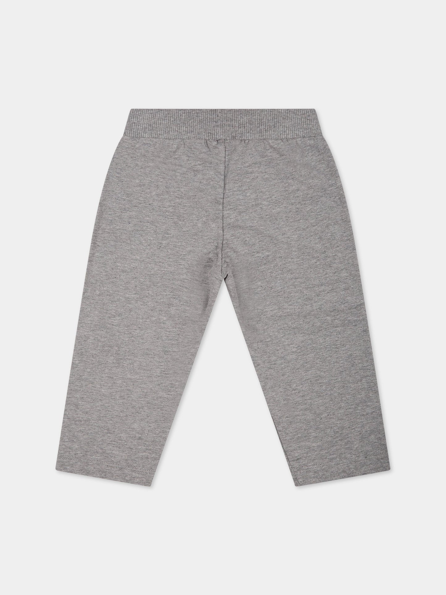 Leggings grigi per neonati con Teddy Bear e logo,Moschino Kids,MQP02R LDA17 60901