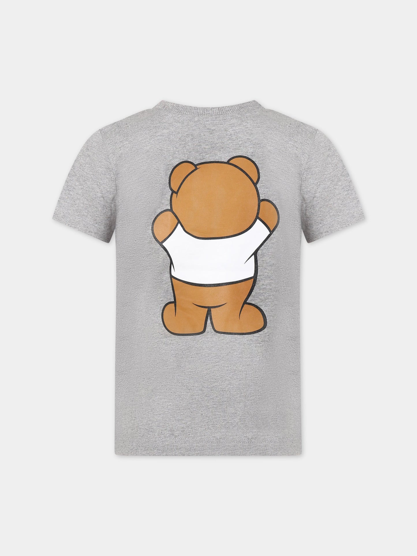 T-shirt grigia per bambini con Teddy Bear e logo,Moschino Kids,HUM03U LAA01 60901