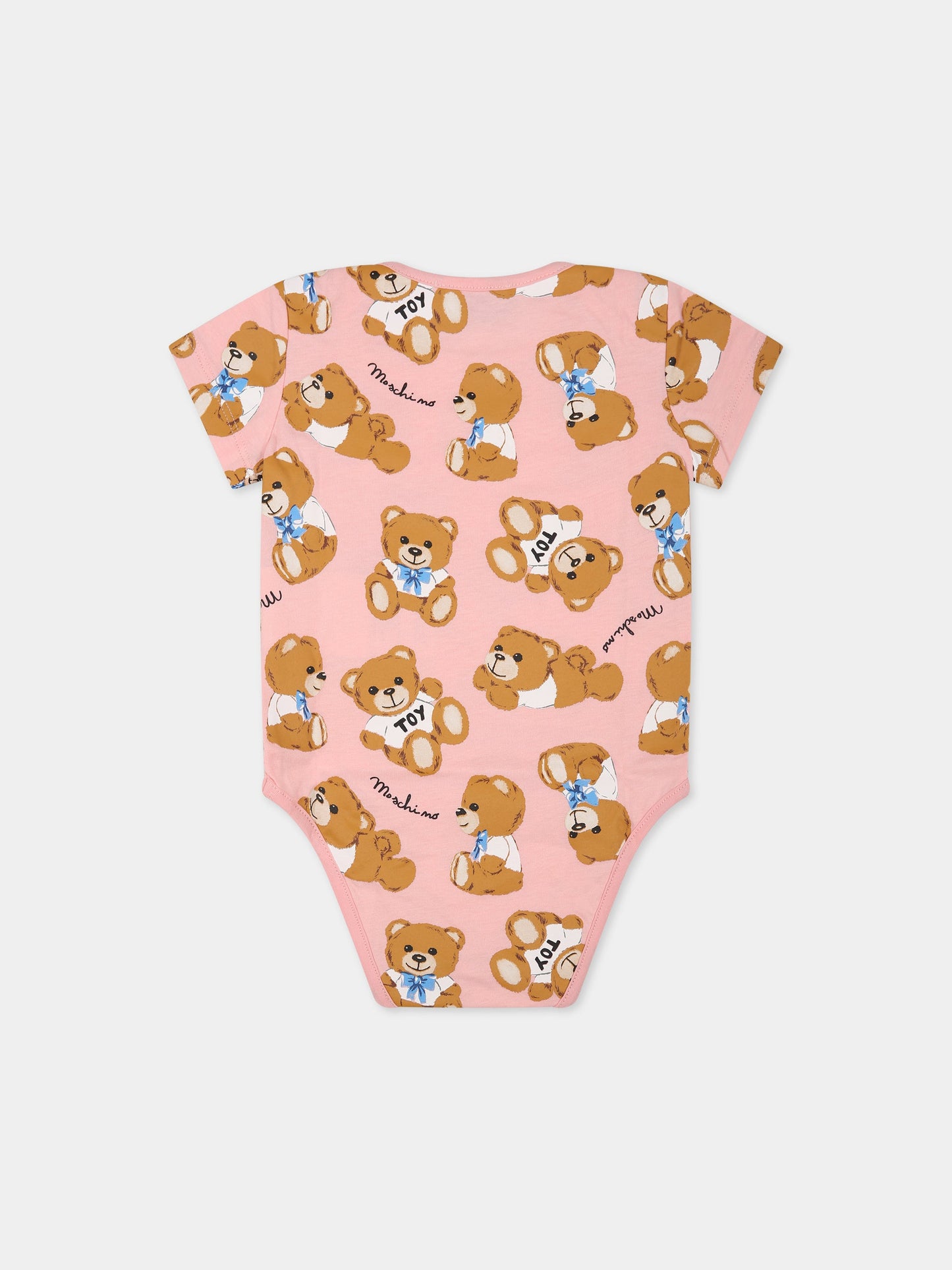 Body rosa per neonata con Teddy Bear e logo,Moschino Kids,MUT02U LAB48 82577
