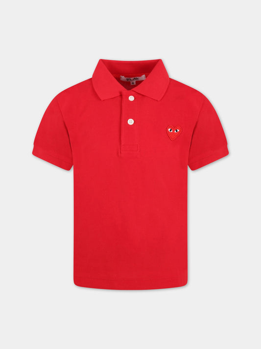 Polo rossa per bambini con logo,Comme Des Garçons Play Kids,AZ-T505 P1T505 ROSSO