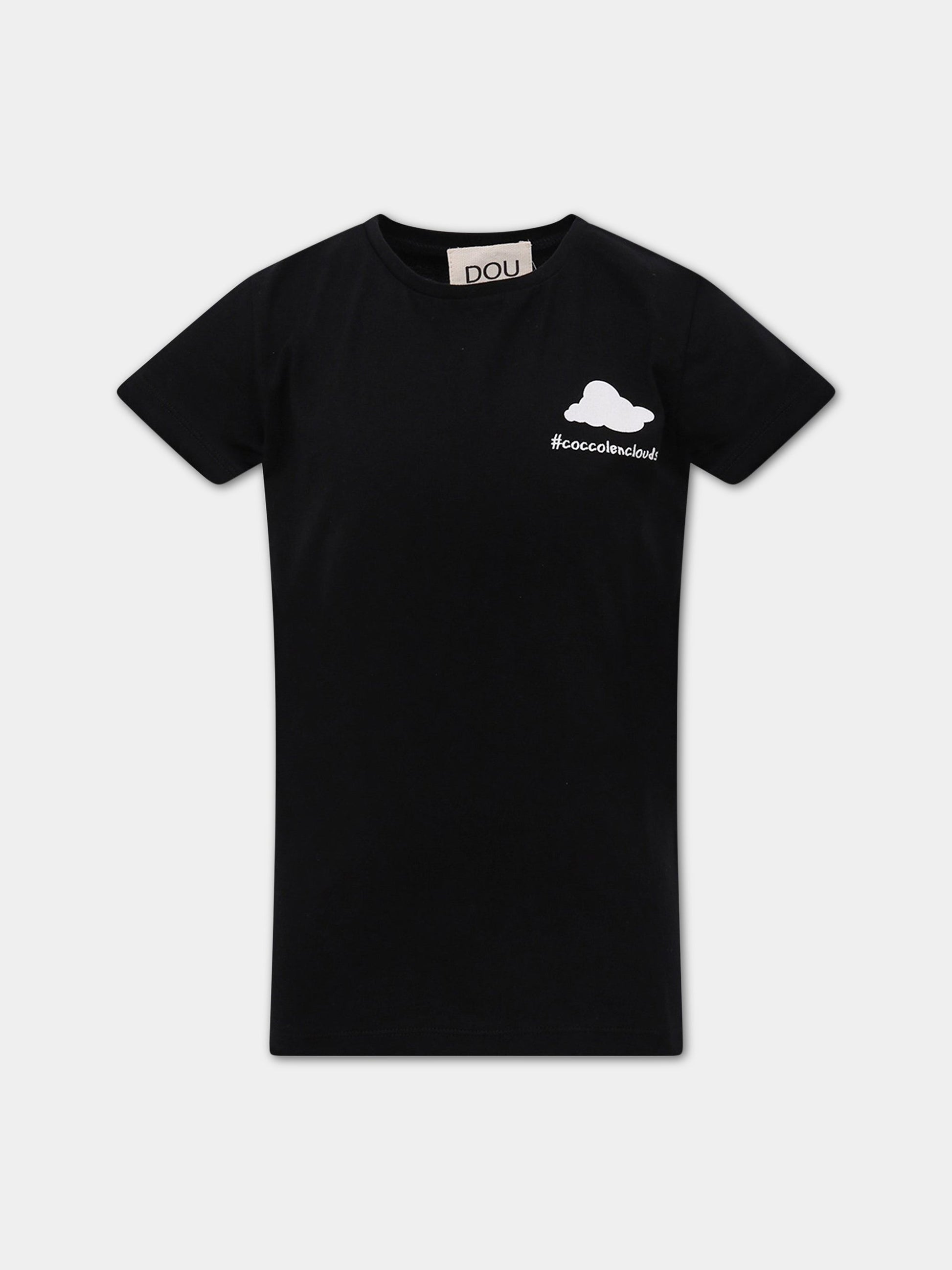 T-shirt nera con nuvola bianca,Douuod Kids,108136