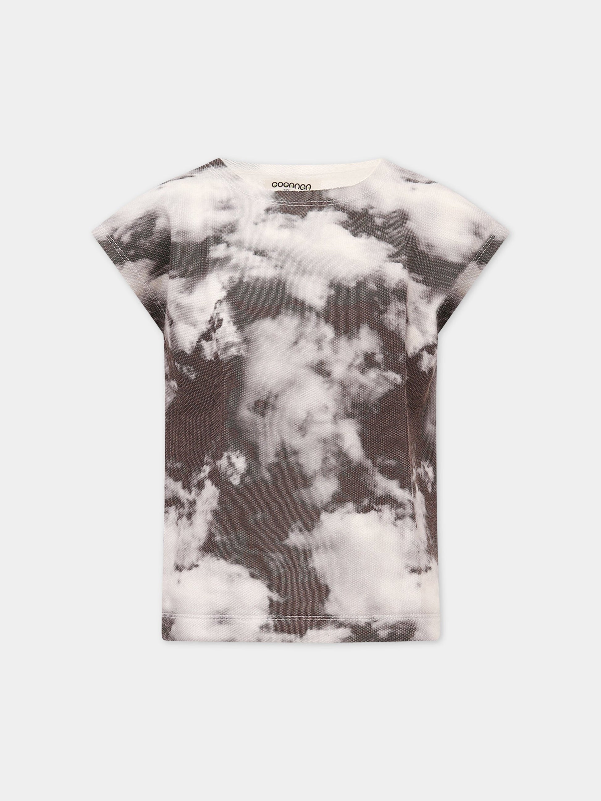 T-shirt nera con nuvole grigie,Goganga,T-SHIRT