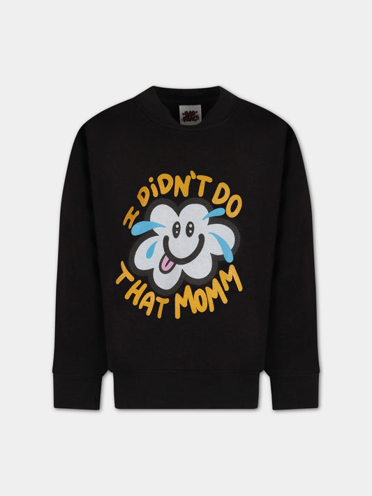 Felpa nera per bambini con nuvola colorata,Bad Deal,FELPA CLOUDS