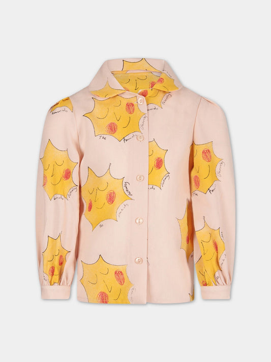 Camicia rosa per bambina con sole,The Animals Observatory,001197_186_OQ