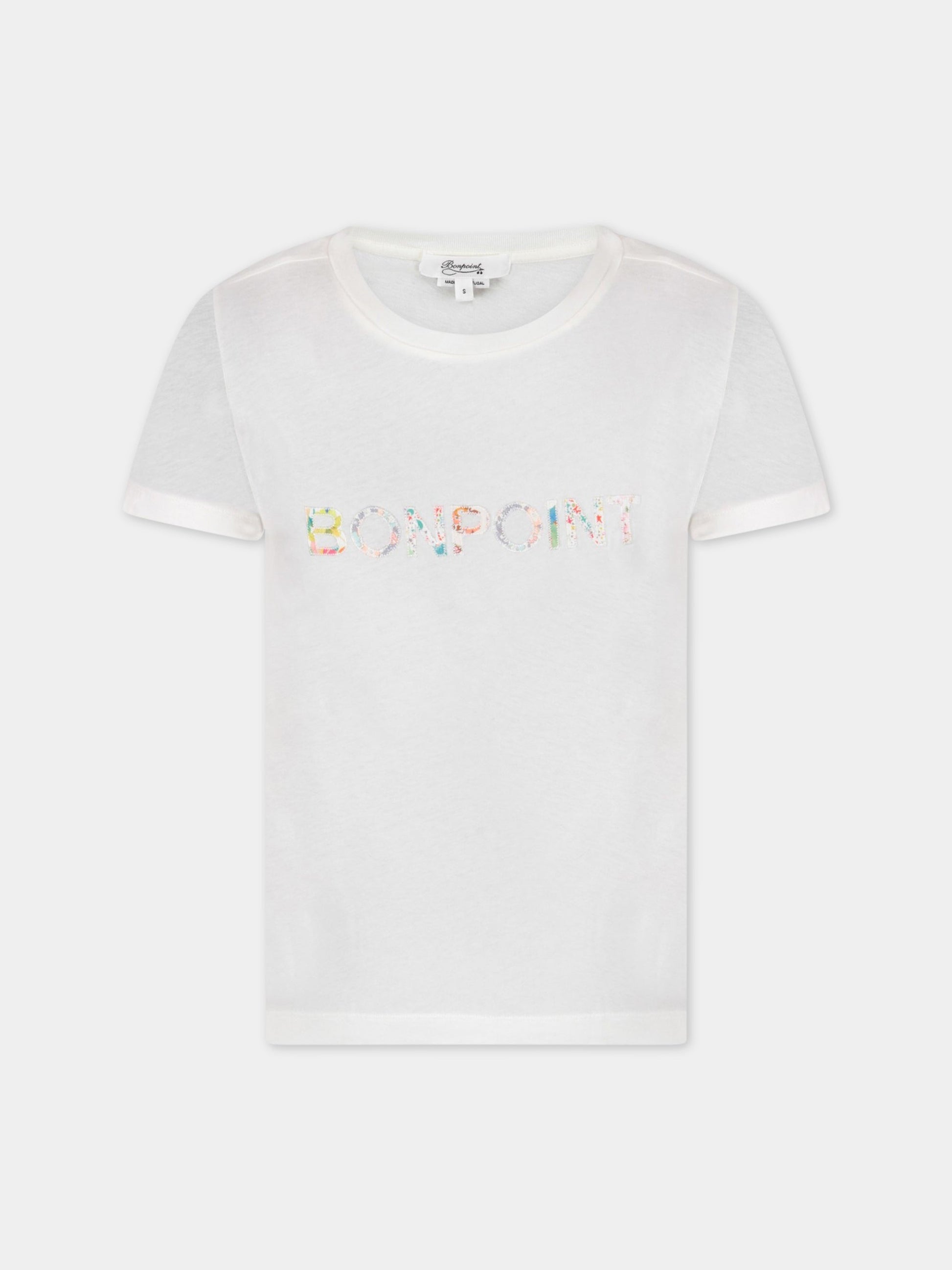 T-shrit bianca per donna con logo,Bonpoint,E20BTI5935TE 102A