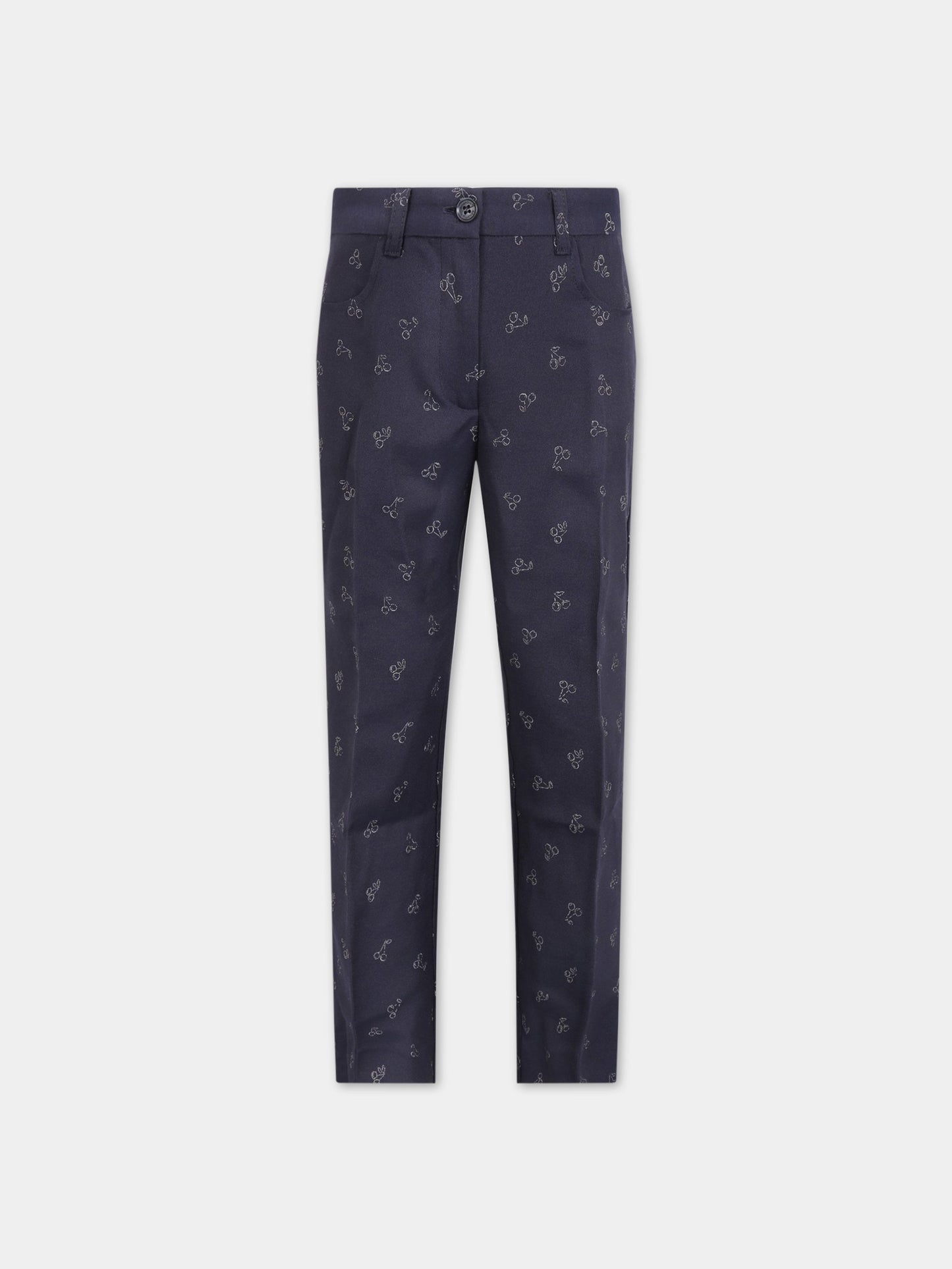 Pantalone blu per donna con ciliegie,Bonpoint,H20PAULEY 970