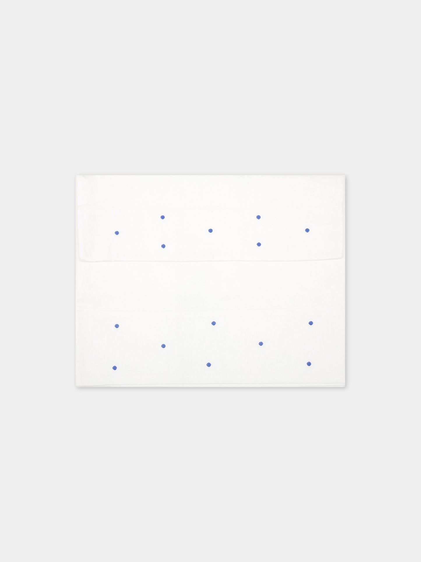 Set lenzuola bianche per neonato con pois blu,Little Bear,1025 LATTE/AZZURRO