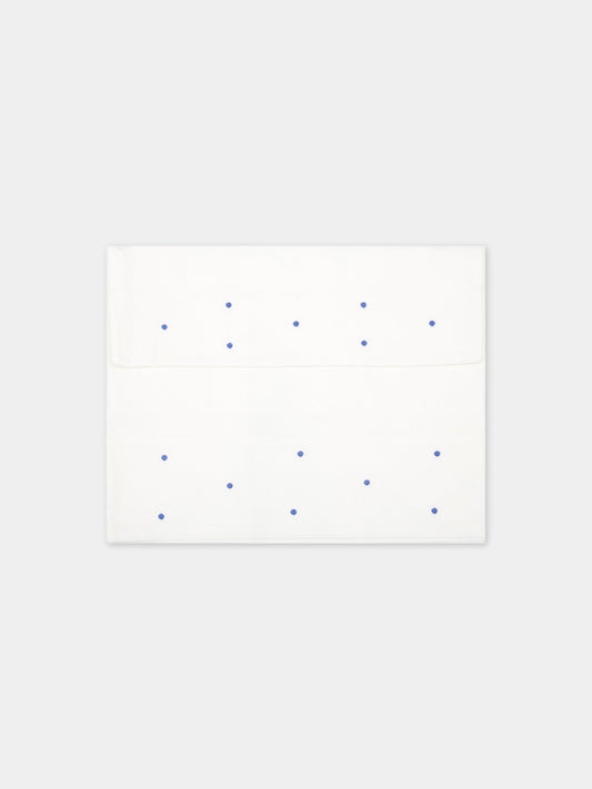 Set lenzuola bianche per neonato con pois blu,Little Bear,1025 LATTE/AZZURRO
